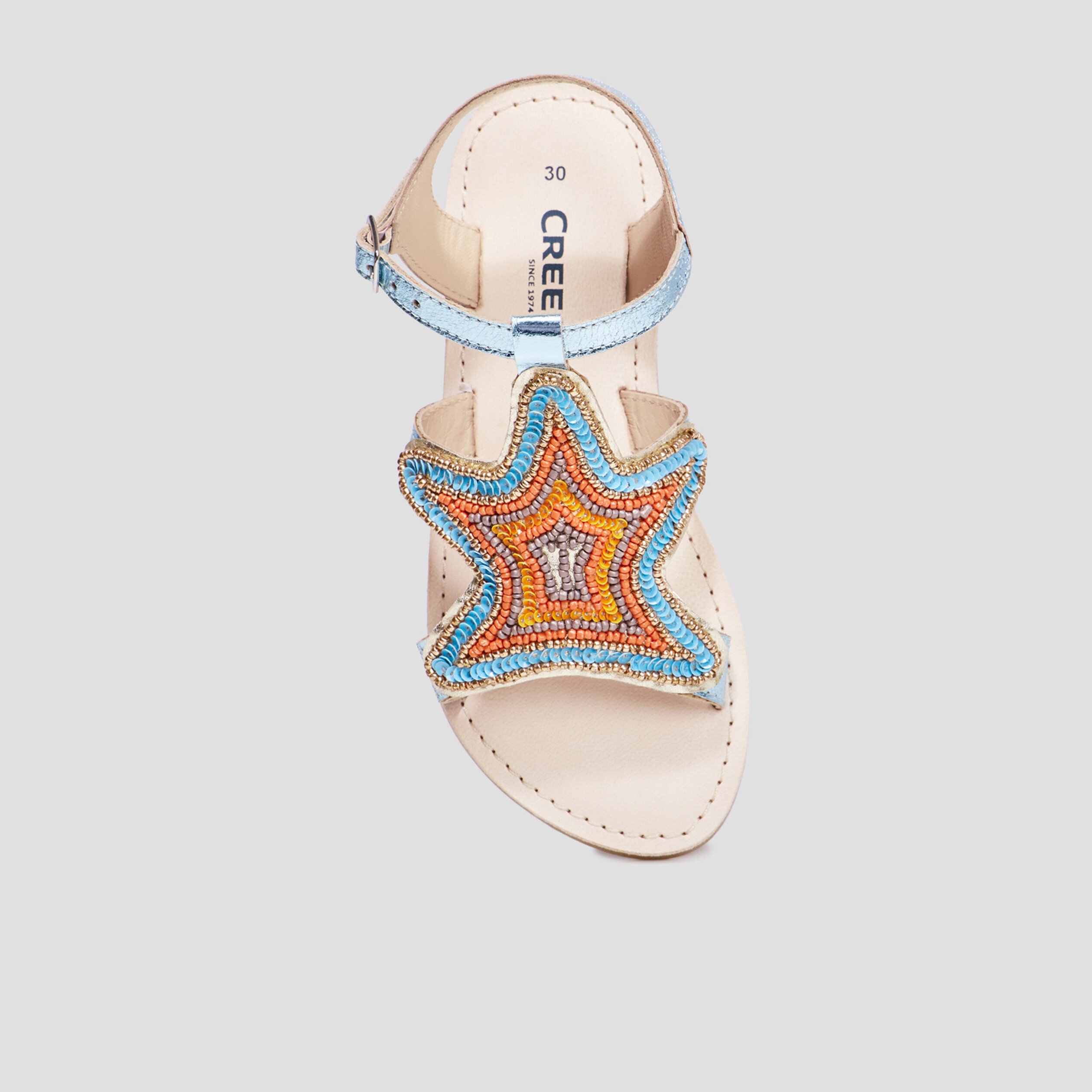 sandales avec perles en cuir creeks bleu fille Sandales avec perles en cuir Creeks bleu fille