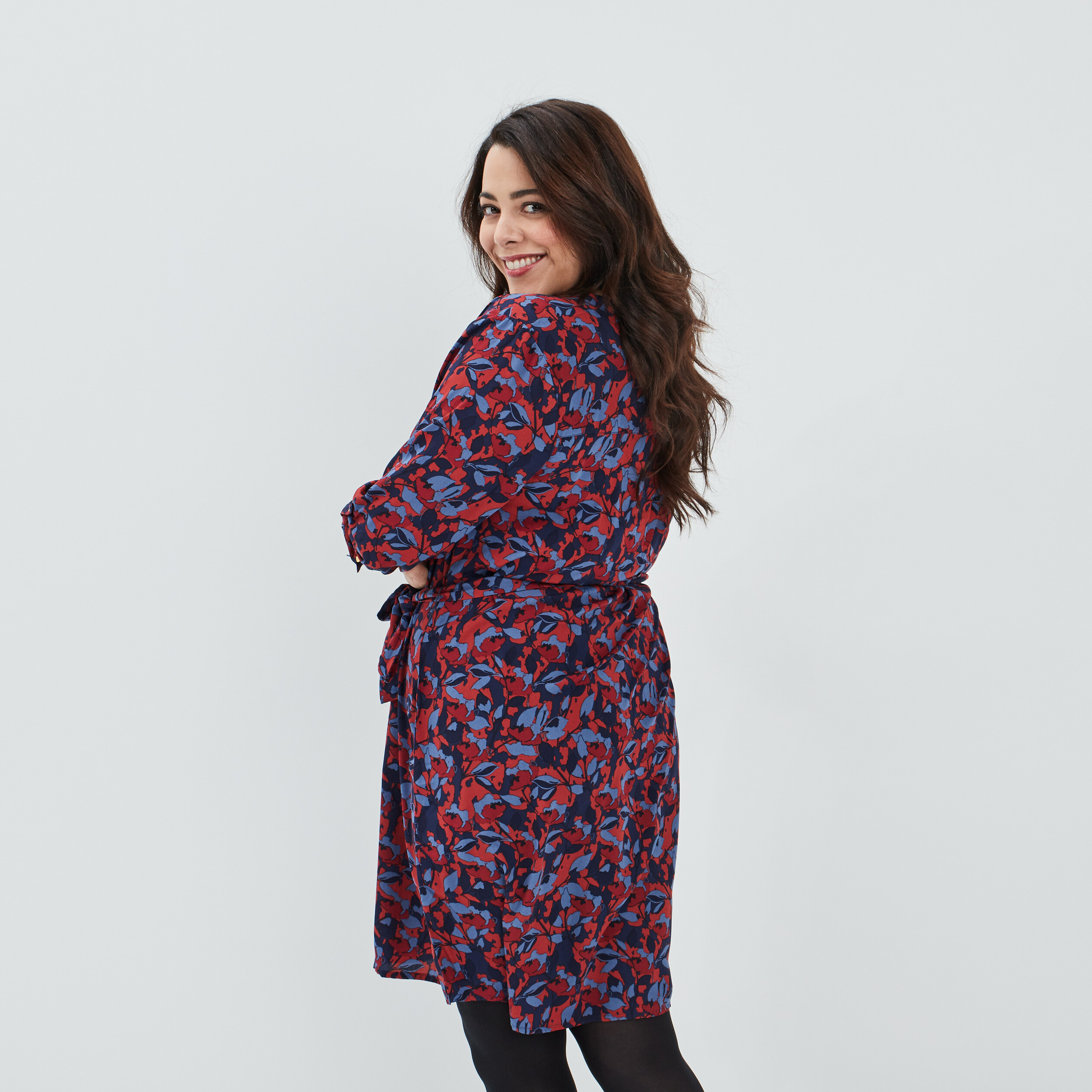 Robe droite manches 3/4 rose framboise femme grande taille