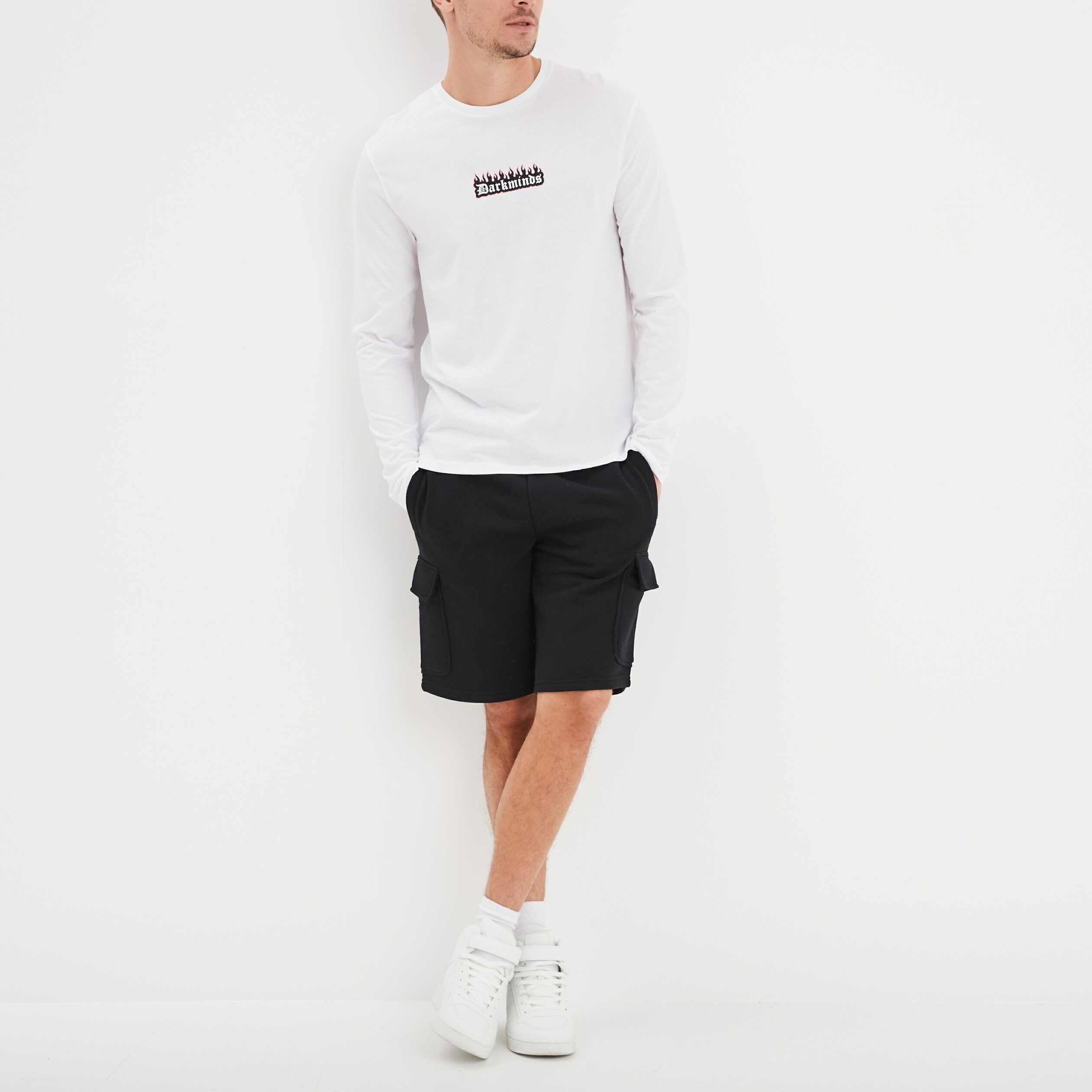 t shirt col rond manches longues liberto blanc homme T-shirt col rond manches longues Liberto blanc homme