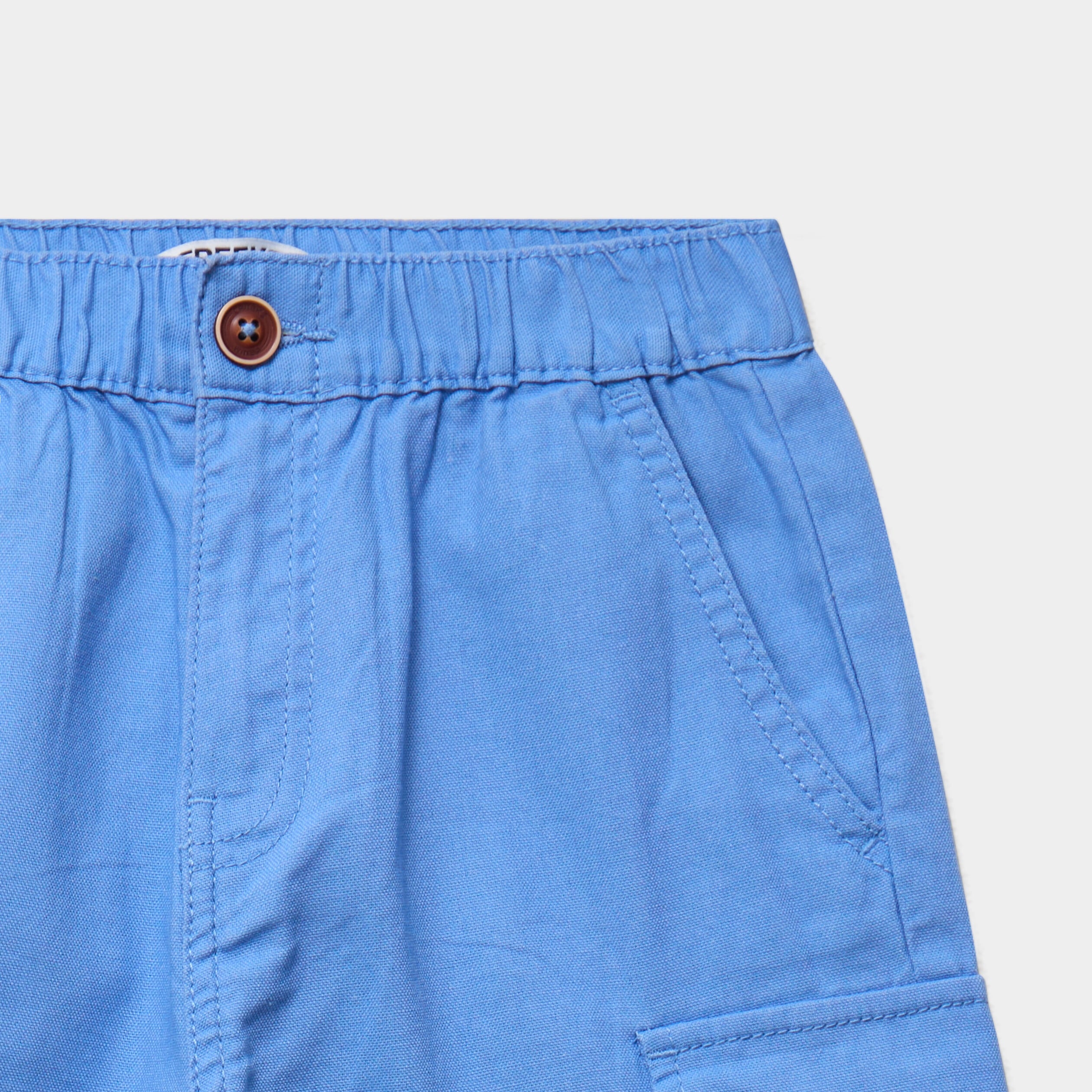 Bermuda short regular poches c&ocirc;t&eacute;s coton bleu gris gar&ccedil;on