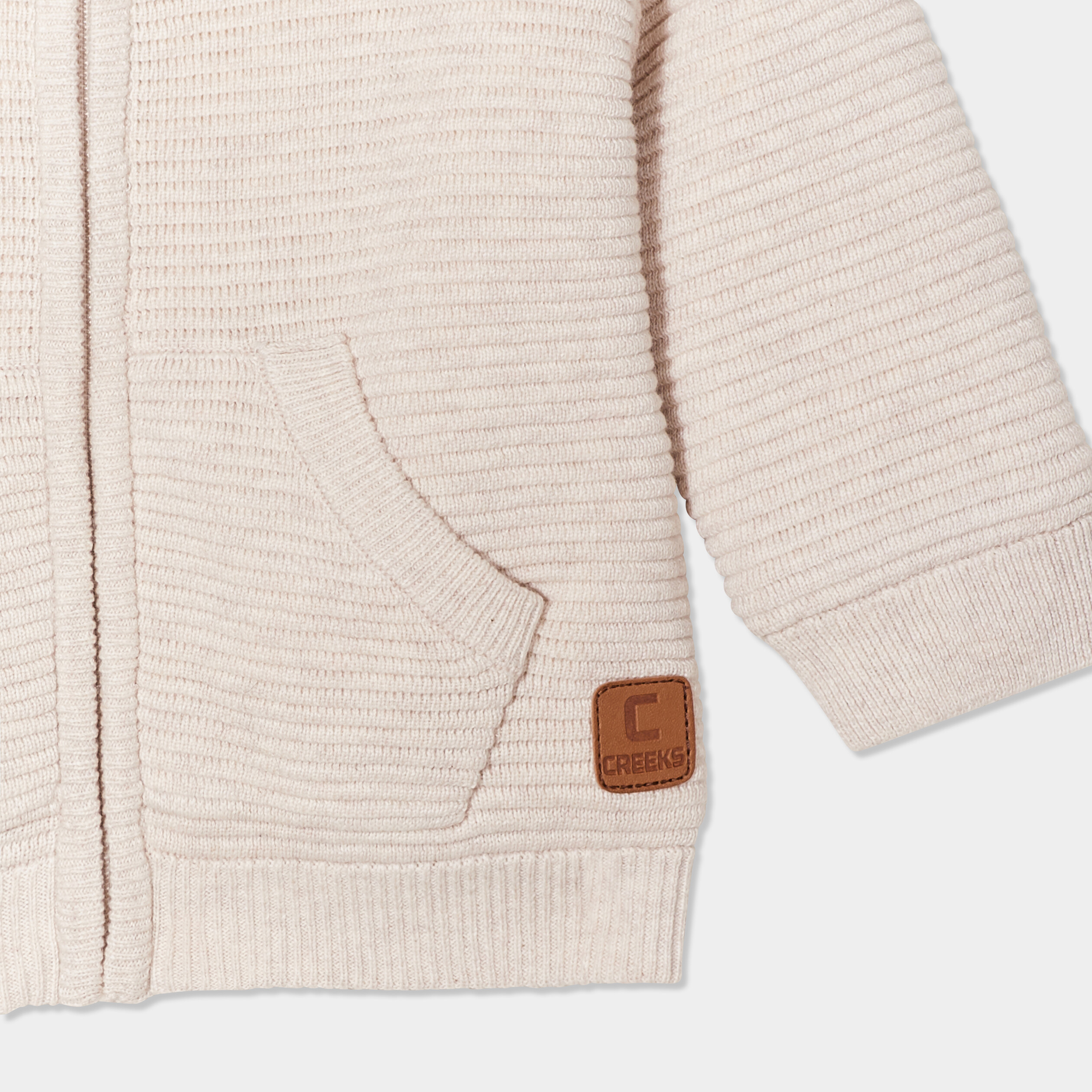 gilet tricot reversible a capuche creeks beige bebeg Gilet tricot réversible à capuche Creeks beige bébé garçon