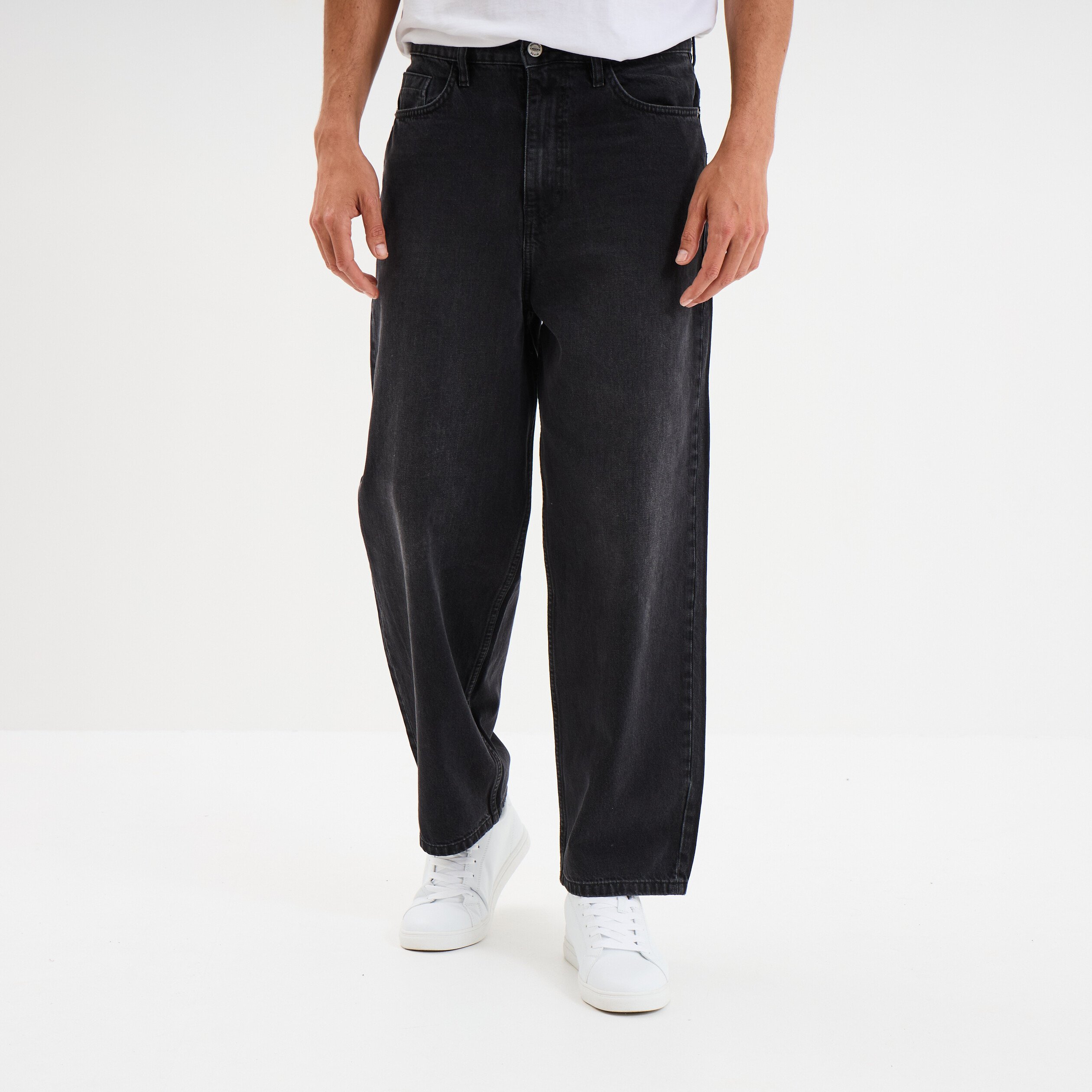 Jeans baggy 5 poches coton denim noir homme