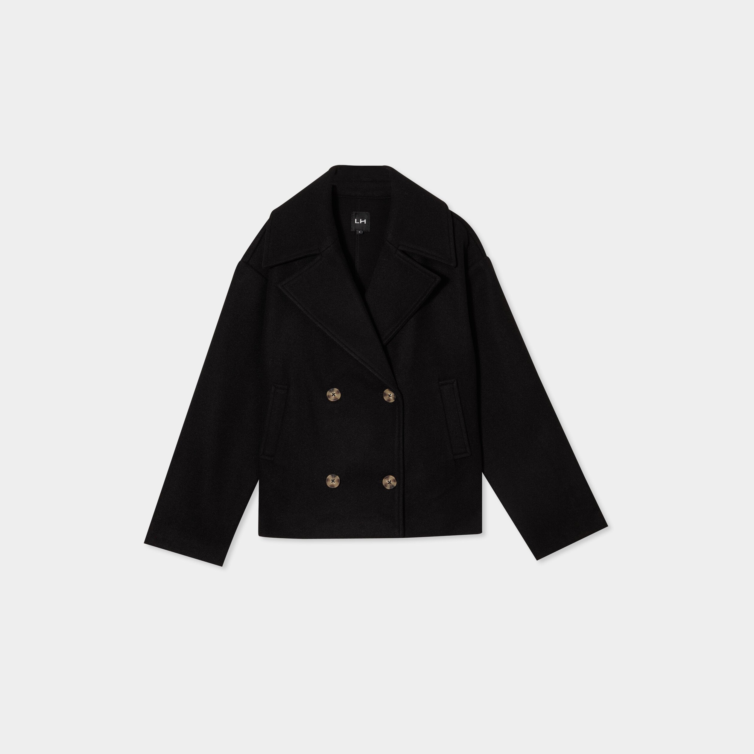 blouson court boutonne noir femme Blouson court boutonné noir femme