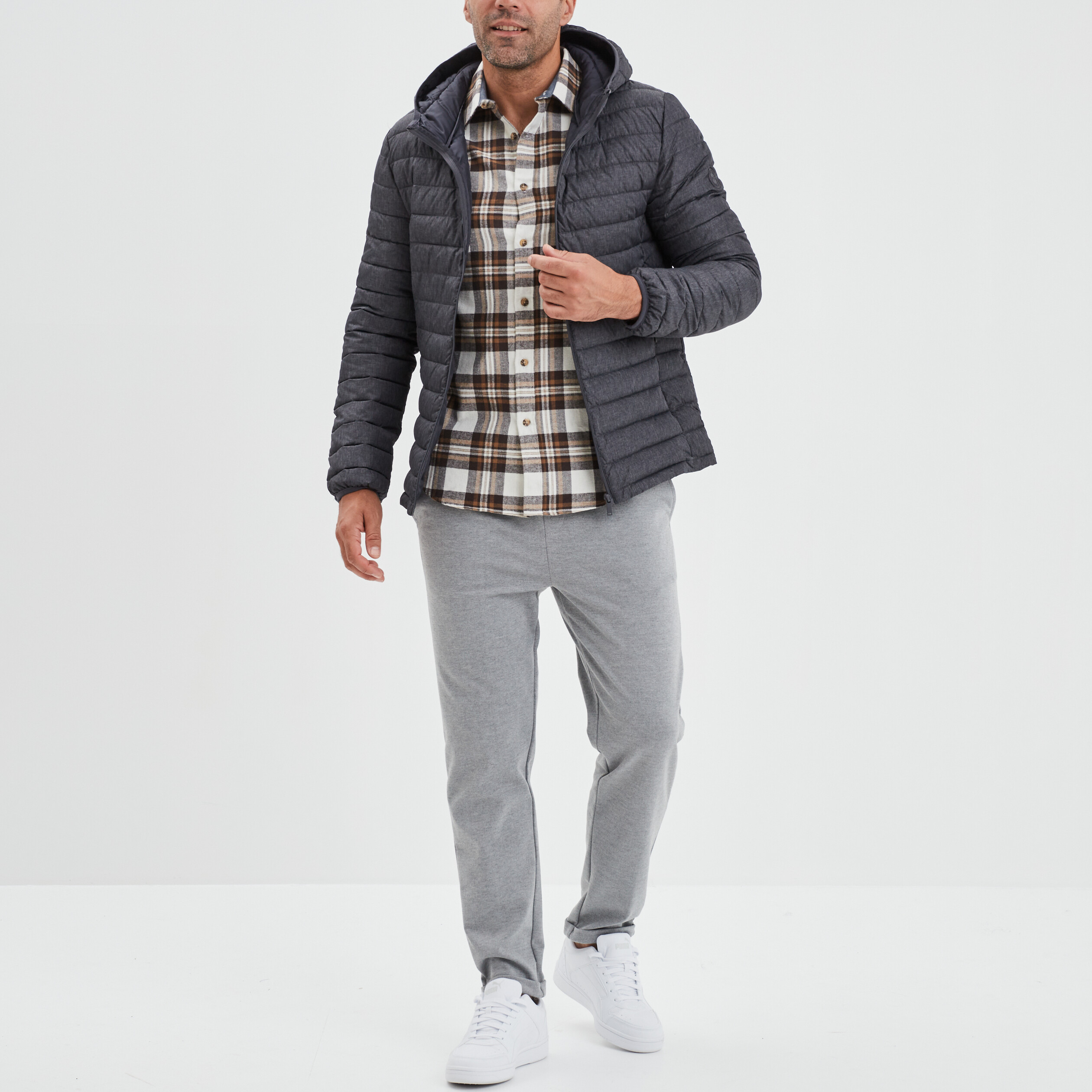 Chemise manches longues droite beige homme