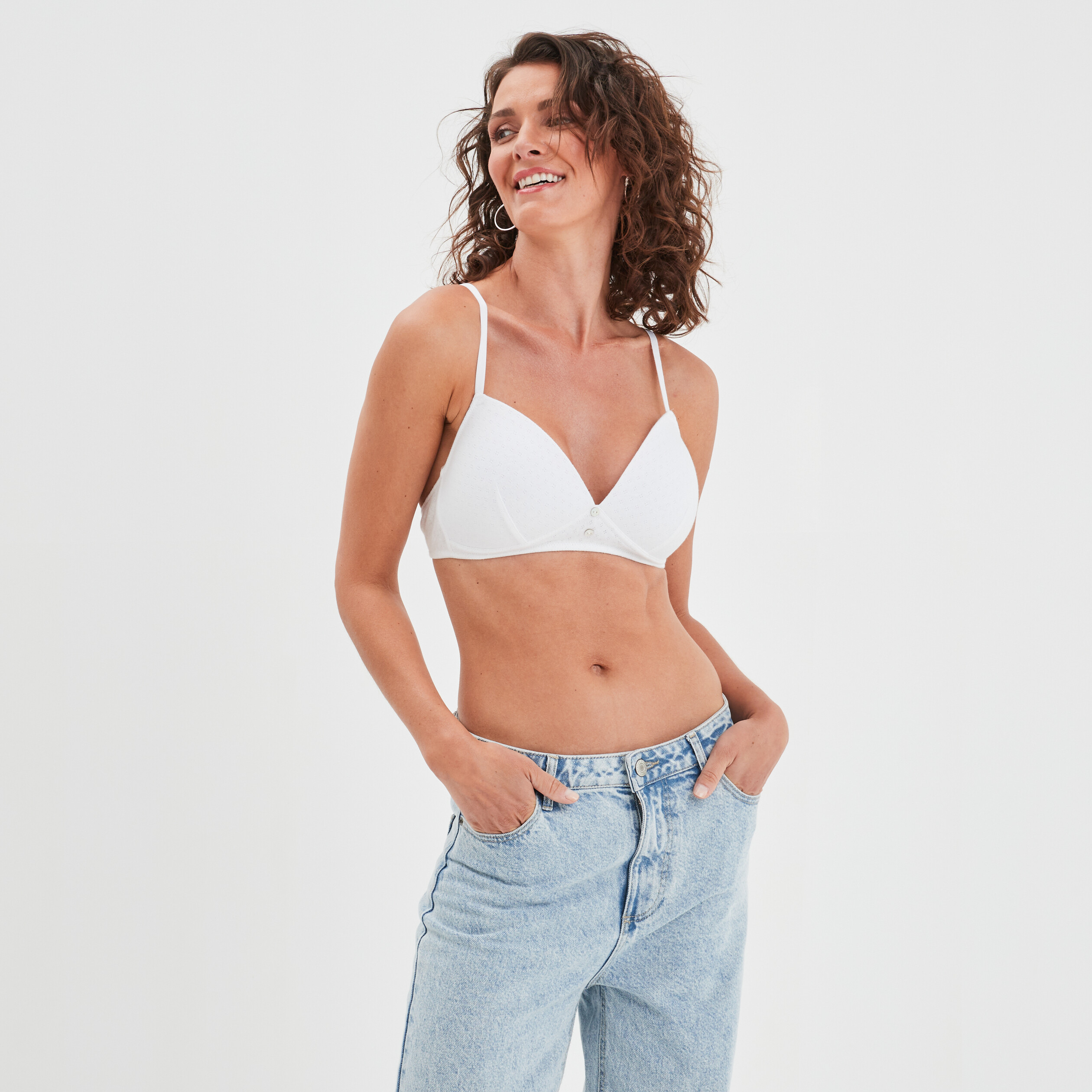 soutien gorge triangle padde coton blanc femme Soutien-gorge triangle paddé coton blanc femme