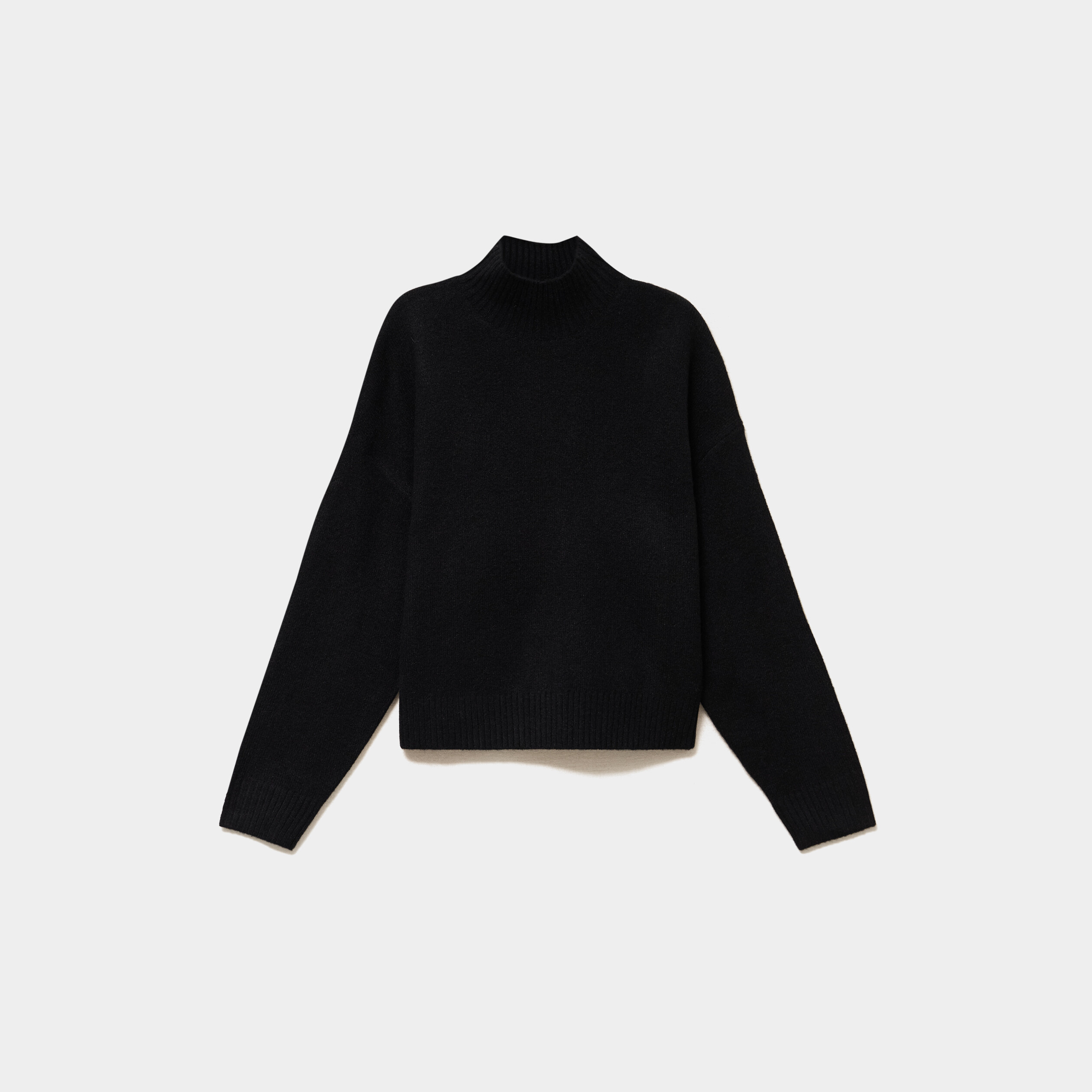 Pull droit avec col montant noir femme