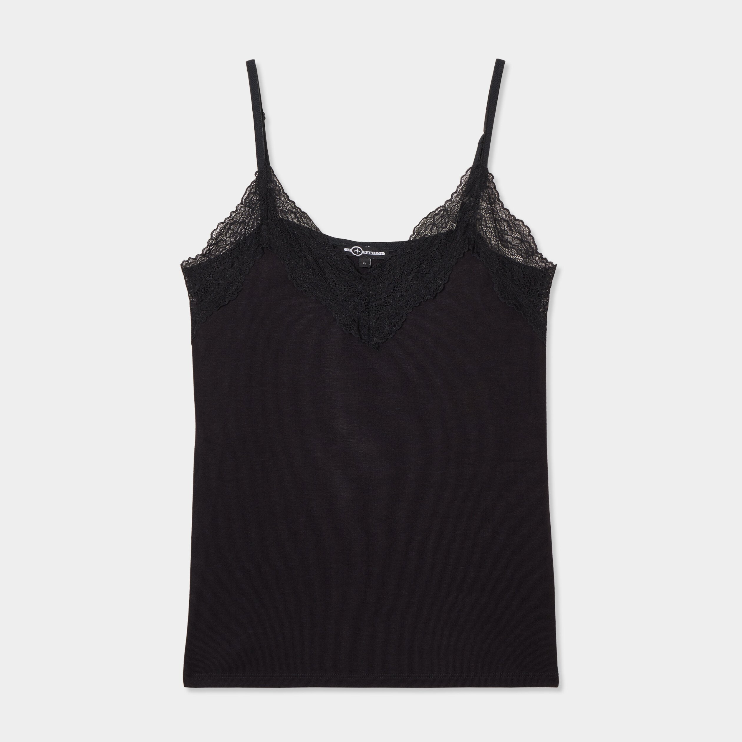 debardeur cotele avec dentelle mosquitos noir femme Débardeur côtelé avec dentelle Mosquitos noir femme