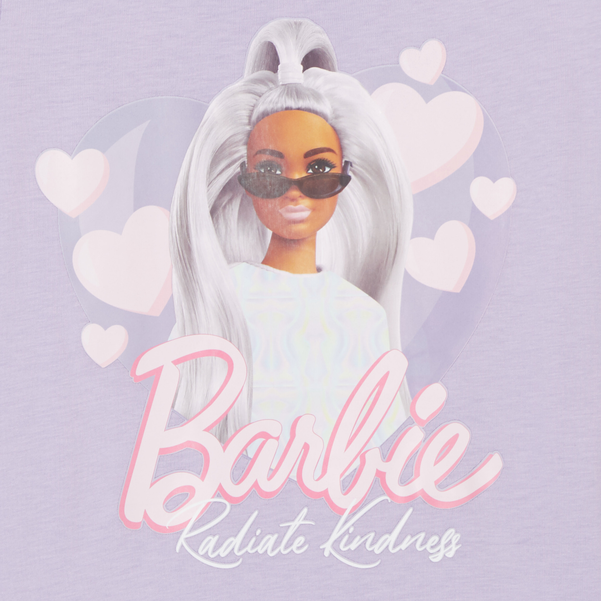 t shirt col rond manches longues barbie parme fille T-shirt col rond manches longues Barbie parme fille