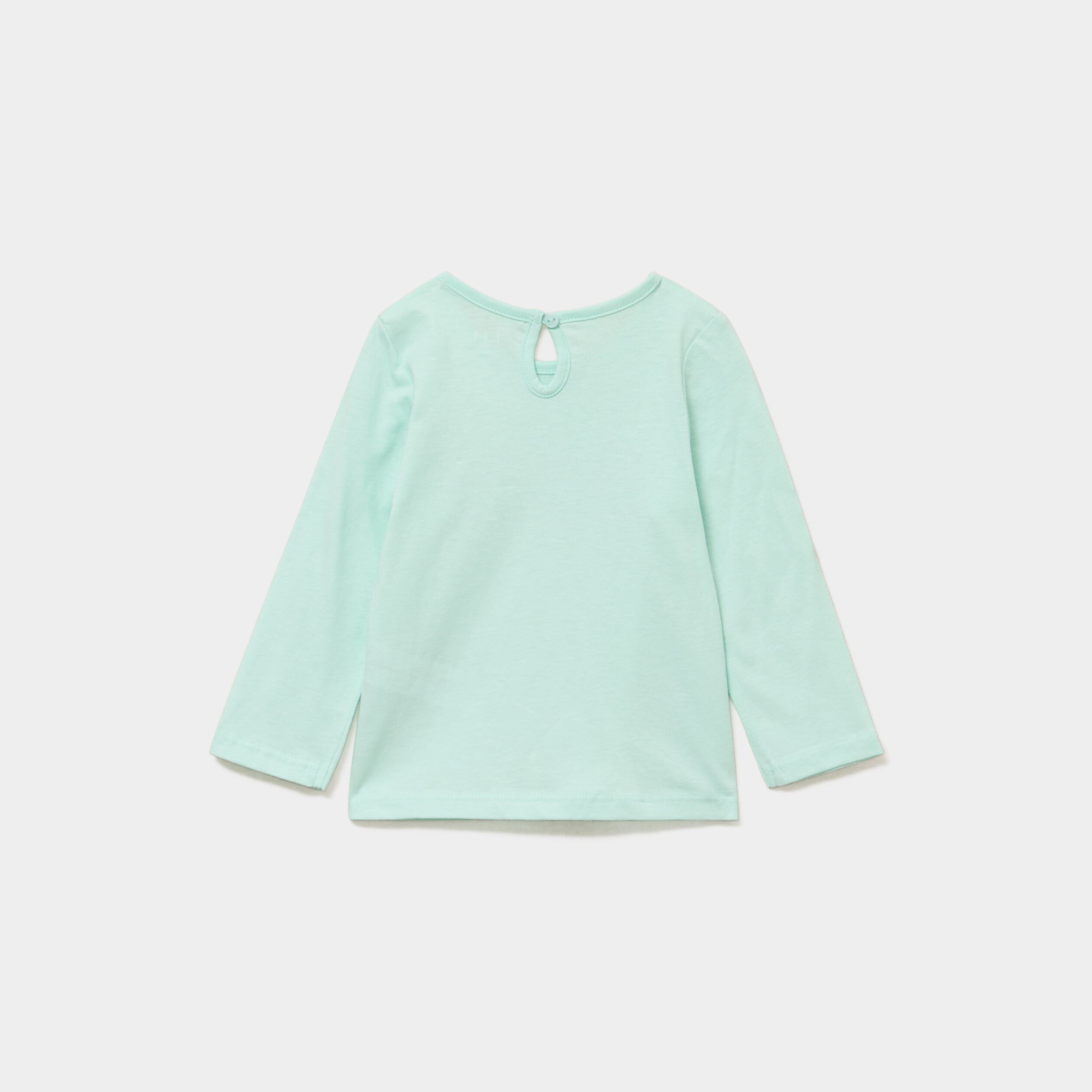 T-shirt manches longues coton bleu turquoise b&eacute;b&eacute; fille