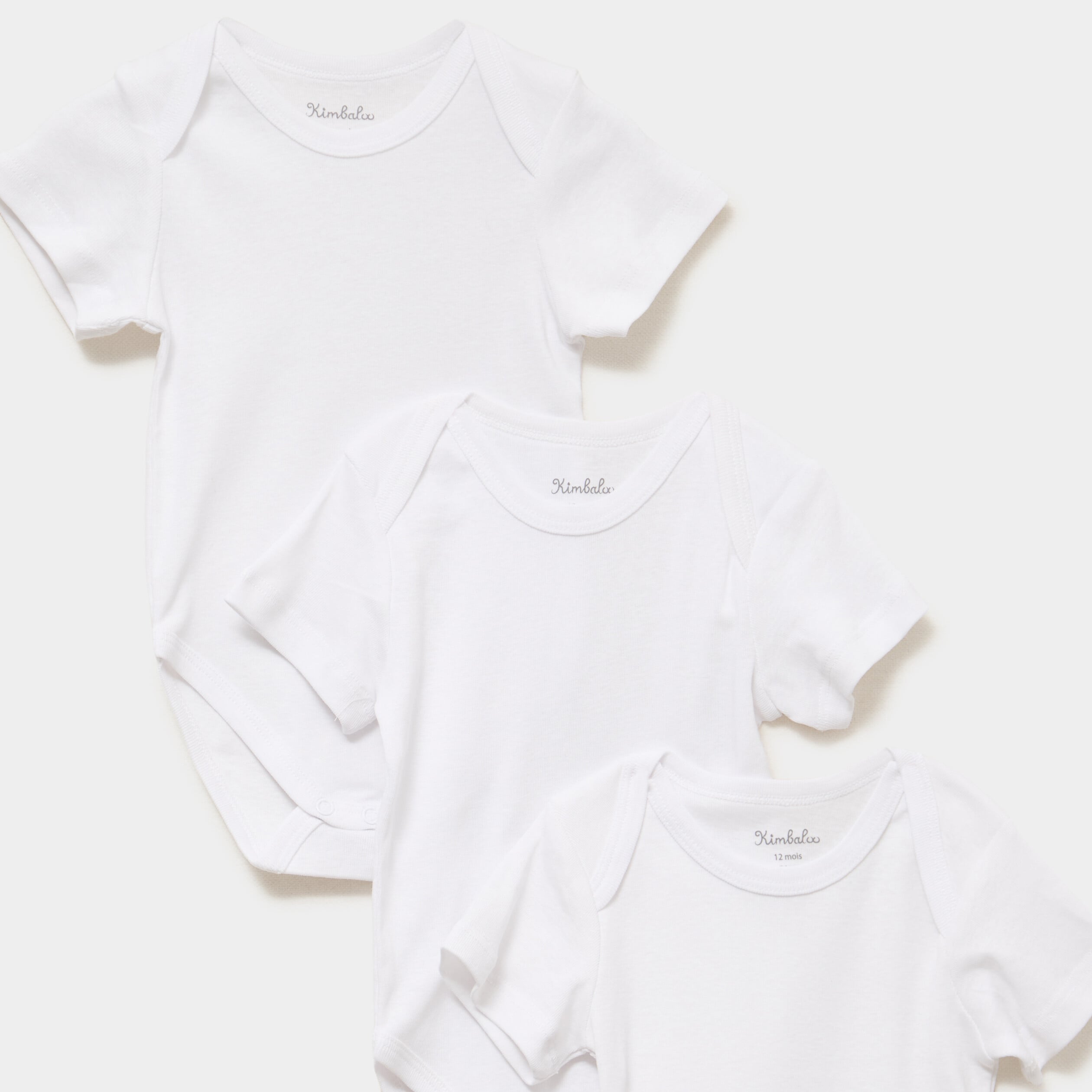 Lot 3 bodies US coton manches courtes blanc b&eacute;b&eacute;