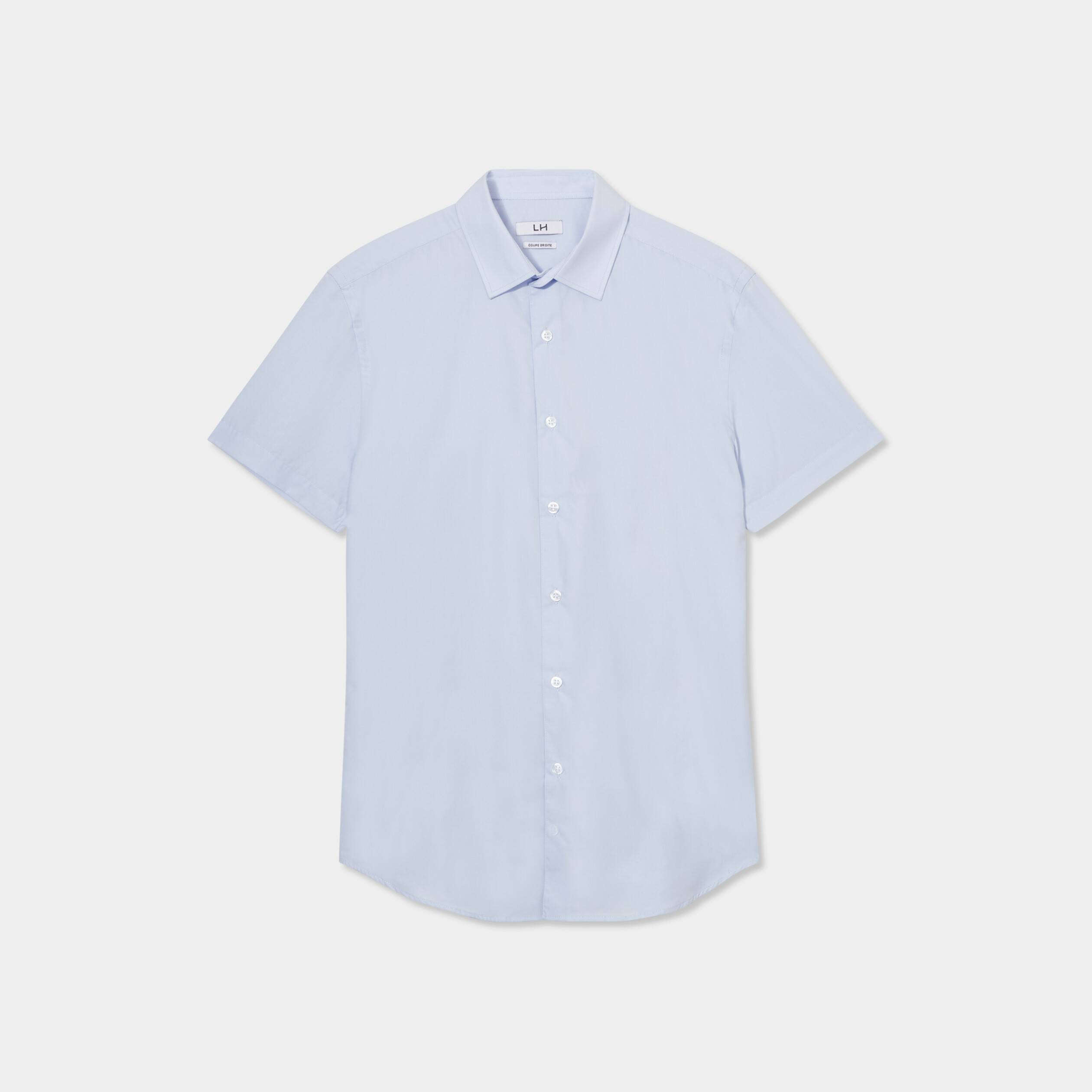 Chemise droite manches courtes bleu ciel homme