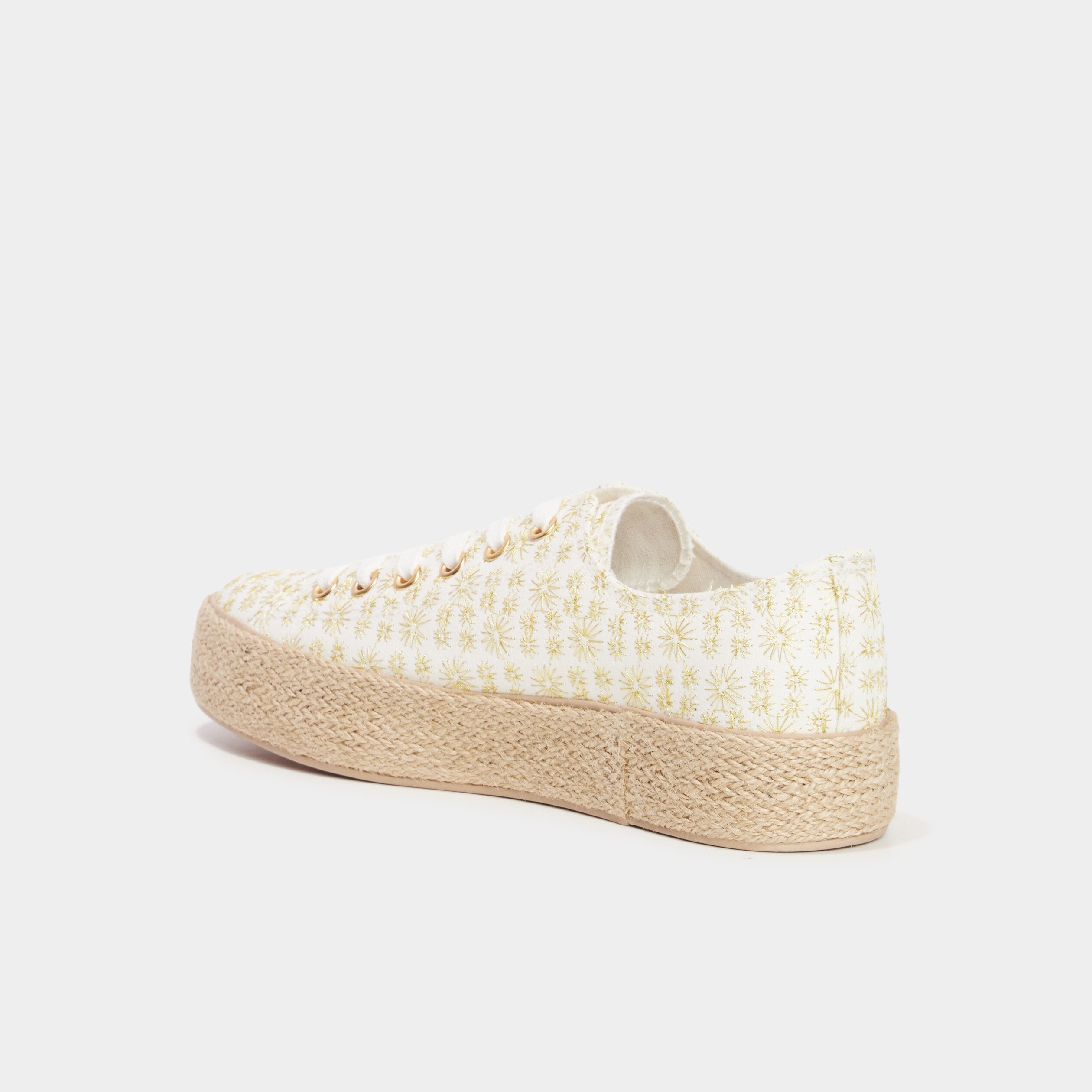 Tennis basses semelles en corde blanc femme La Halle