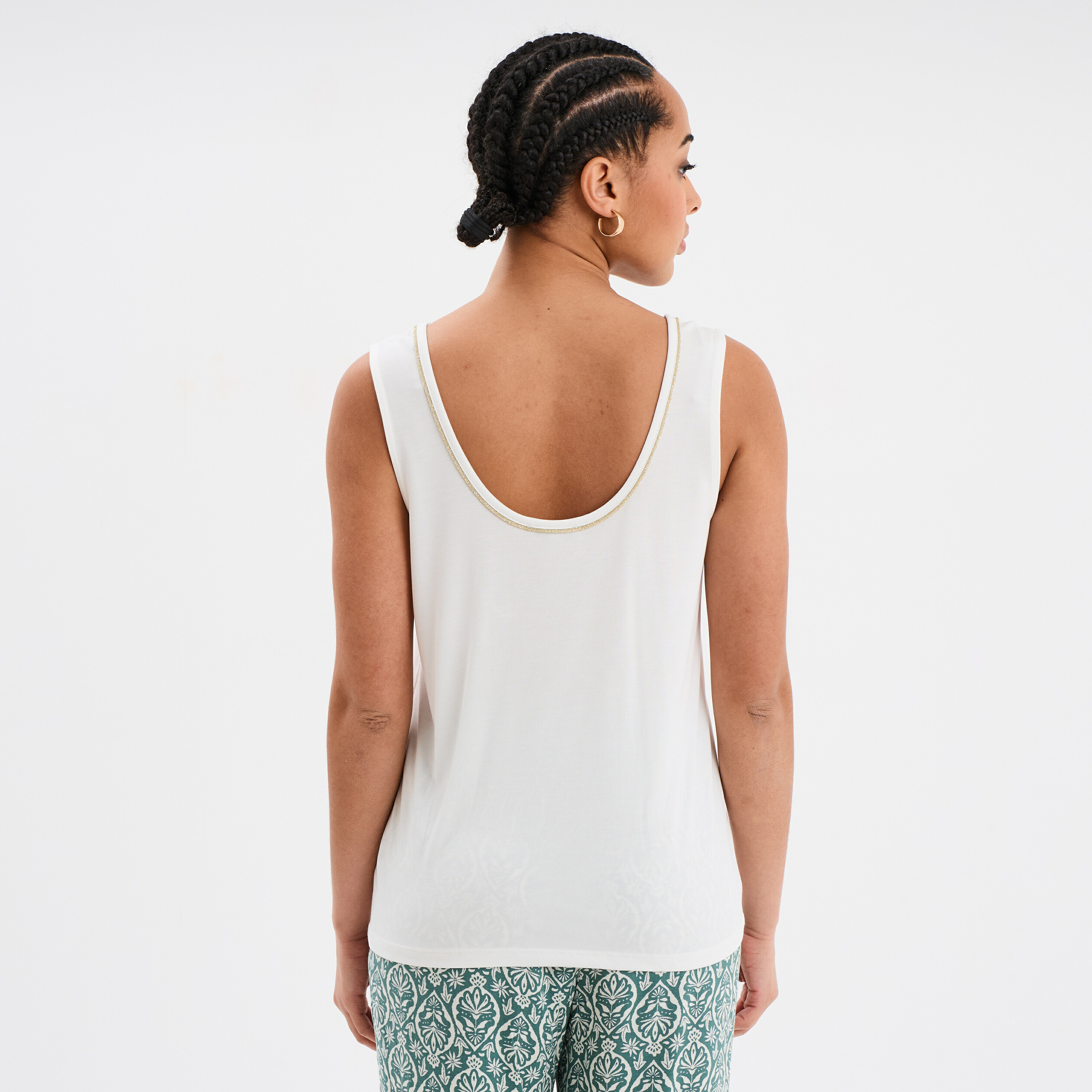 debardeur col u sans manches blanc femme Débardeur col U sans manches blanc femme