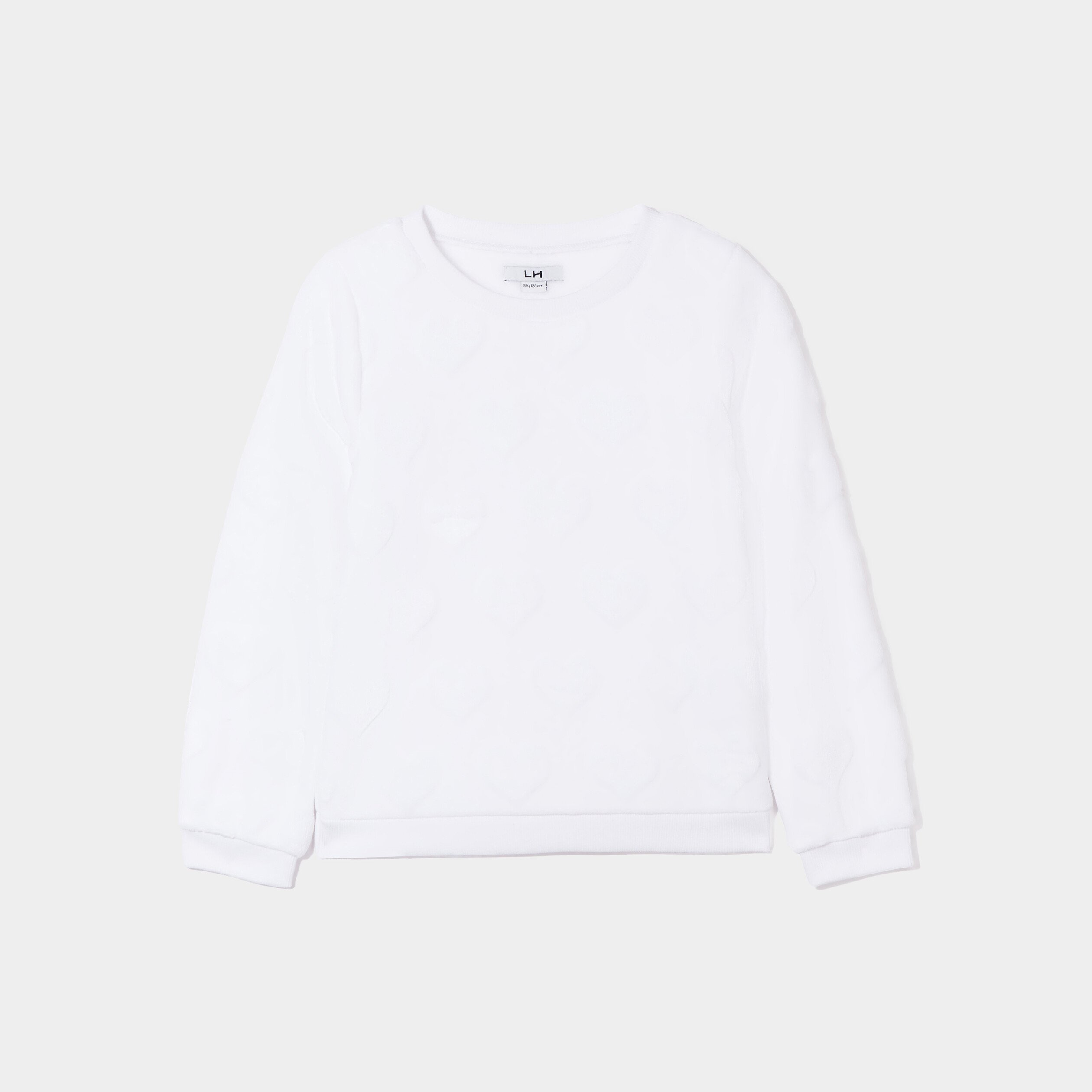 Sweat doux manches longues blanc fille