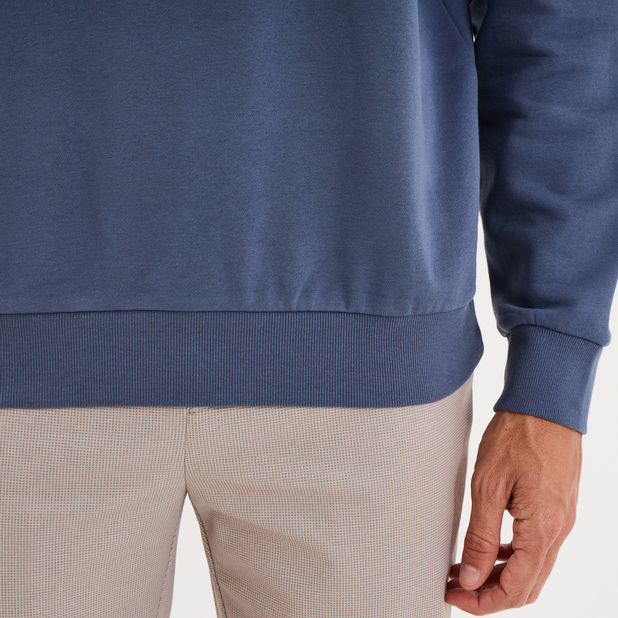 Sweat molleton col rond bleu lavande homme