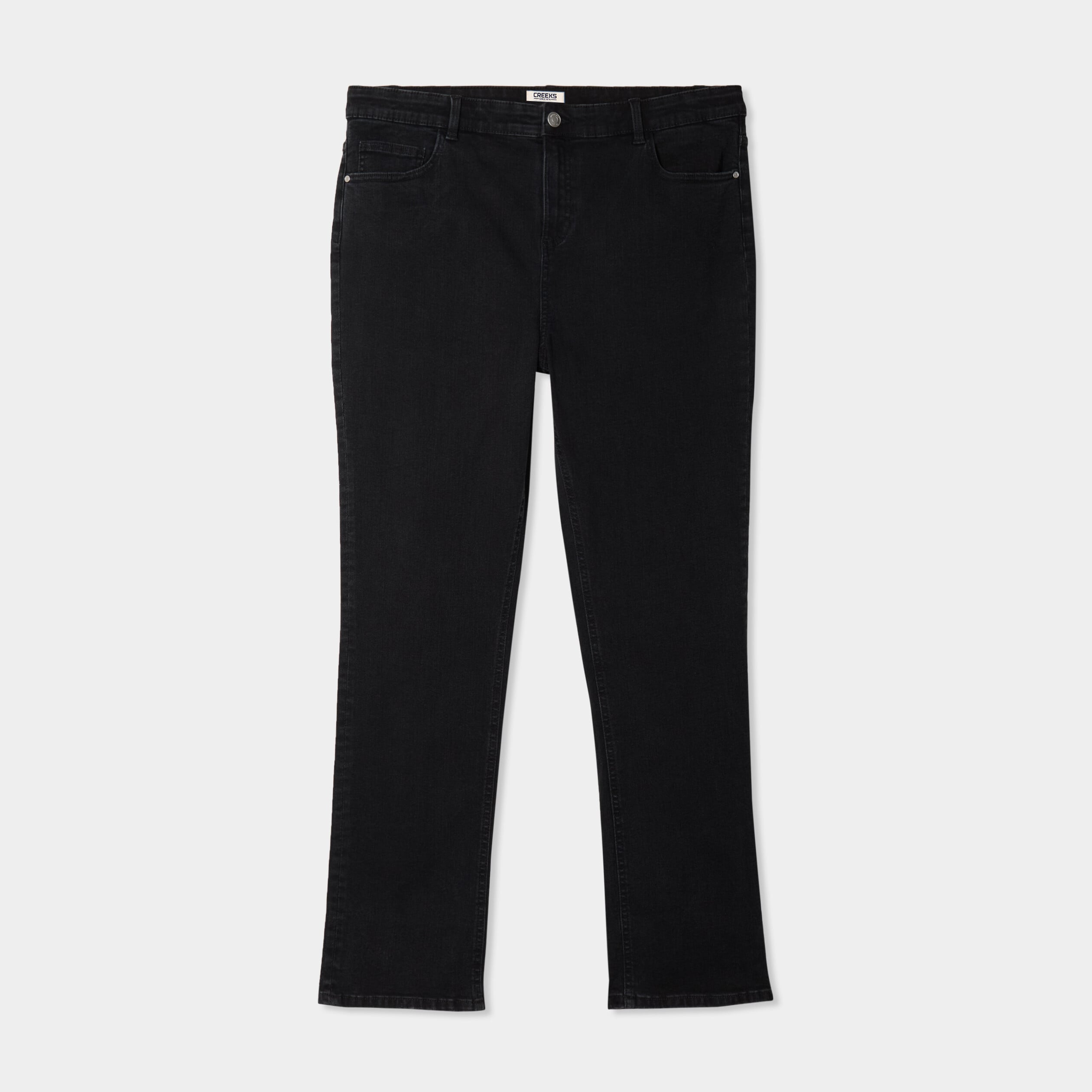 Jeans droit taille haute denim noir femme grande taille