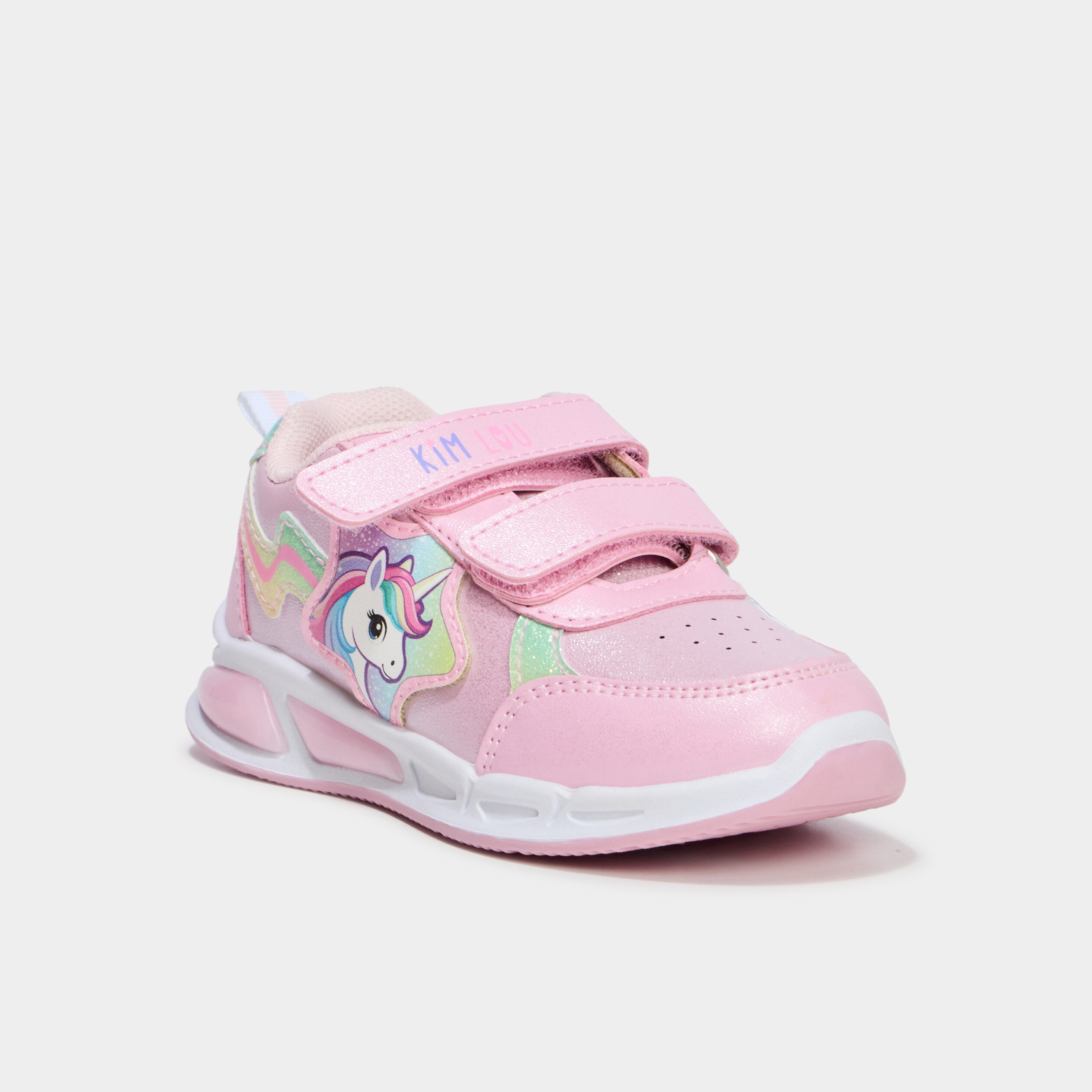 Baskets running semelles lumineuses rose fille