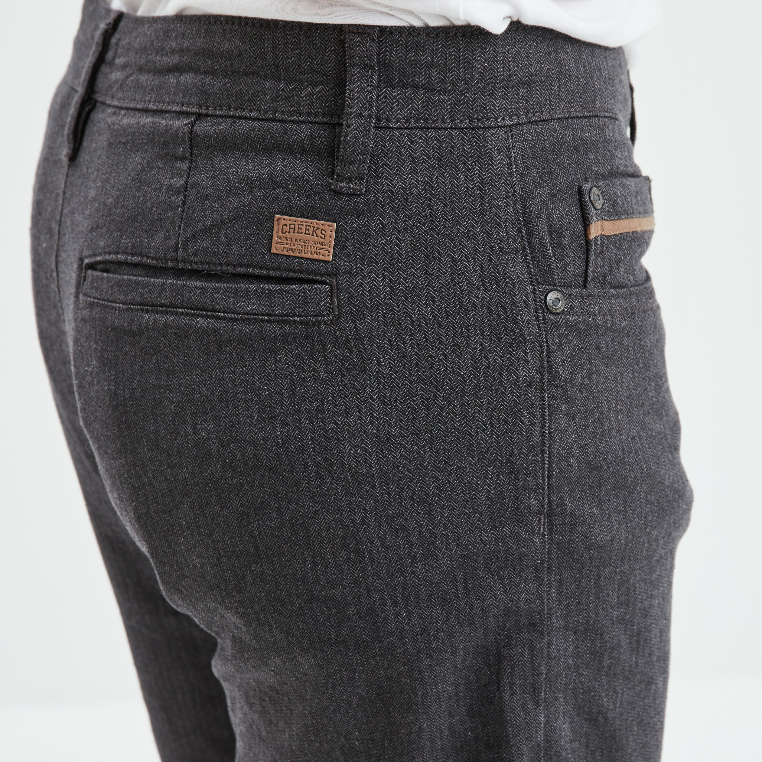 Pantalon straight 5 poches coton Creeks gris foncé homme