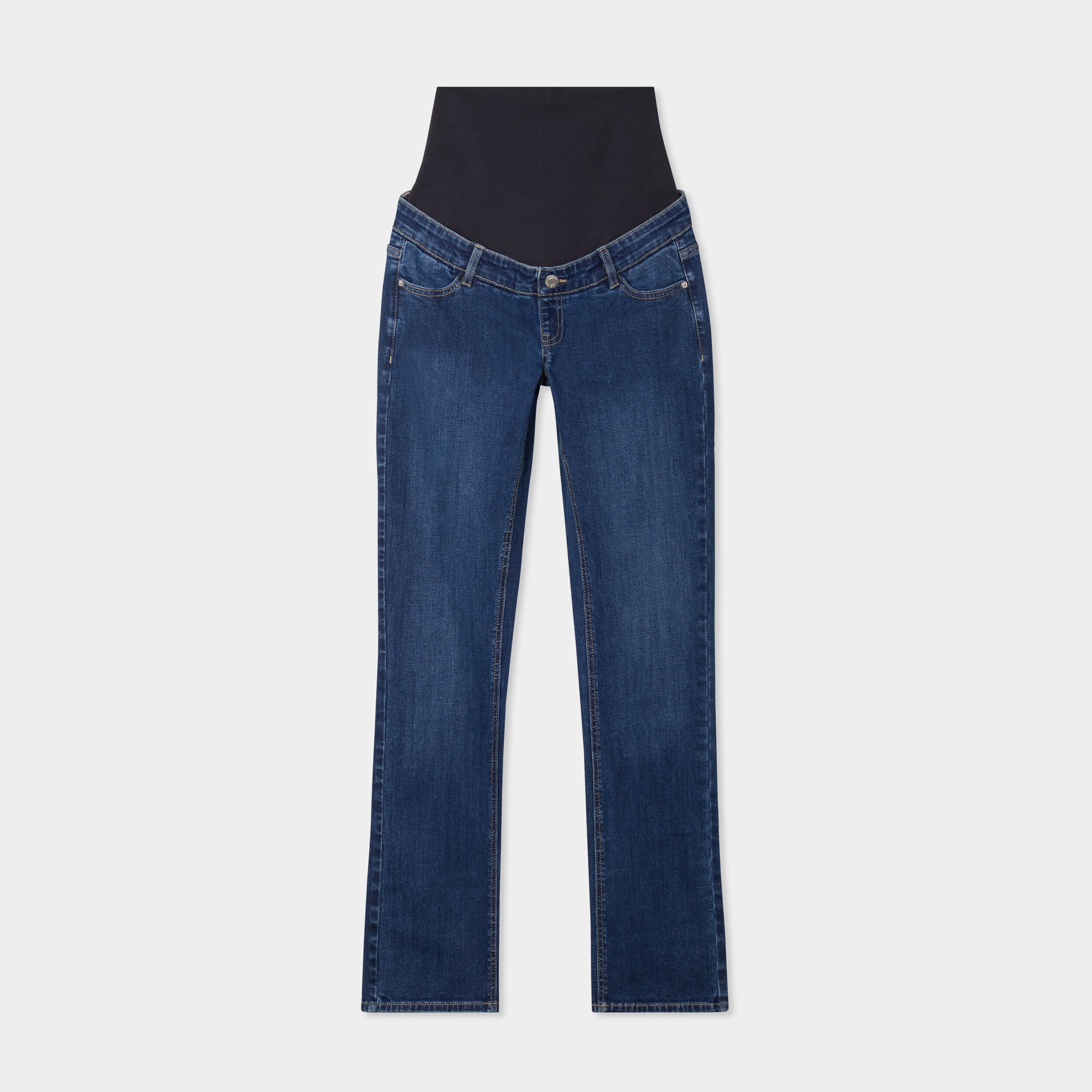 Jeans grossesse droit avec bandeau denim stone femme maternit&eacute;