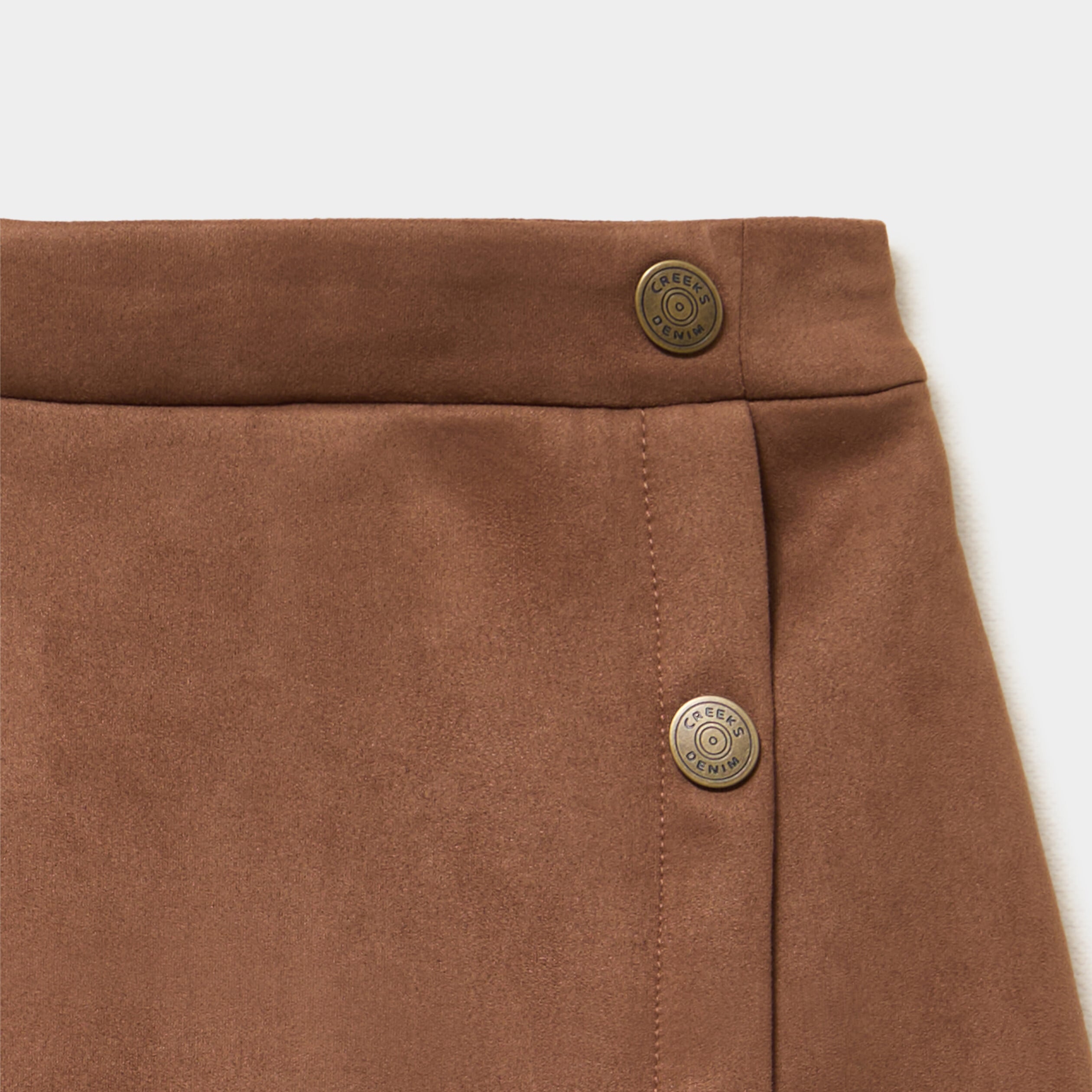 Jupe-short effet su&eacute;dine camel fille