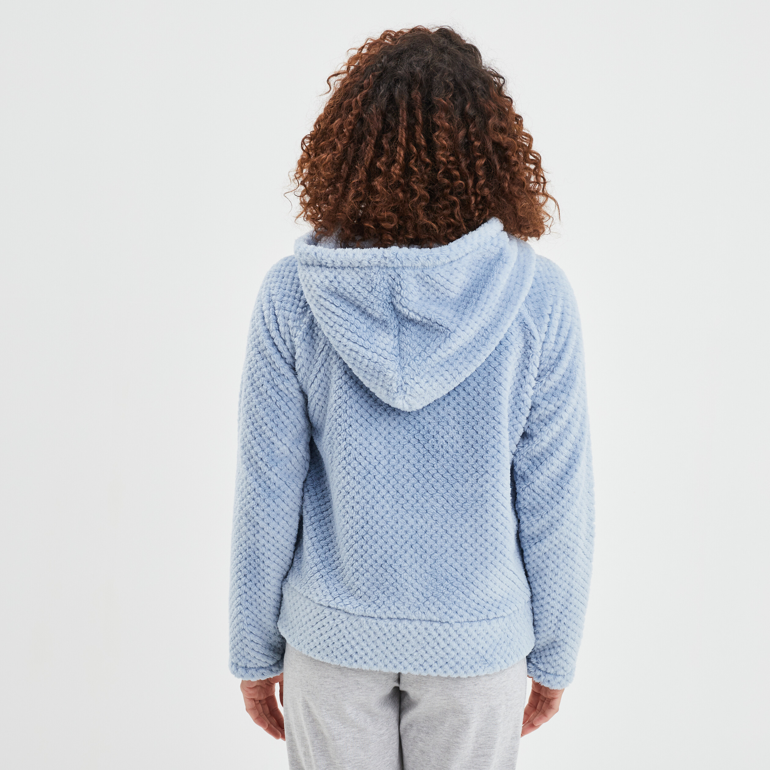 veste de pyjama effet polaire bleu clair femme Veste de pyjama effet polaire bleu clair femme