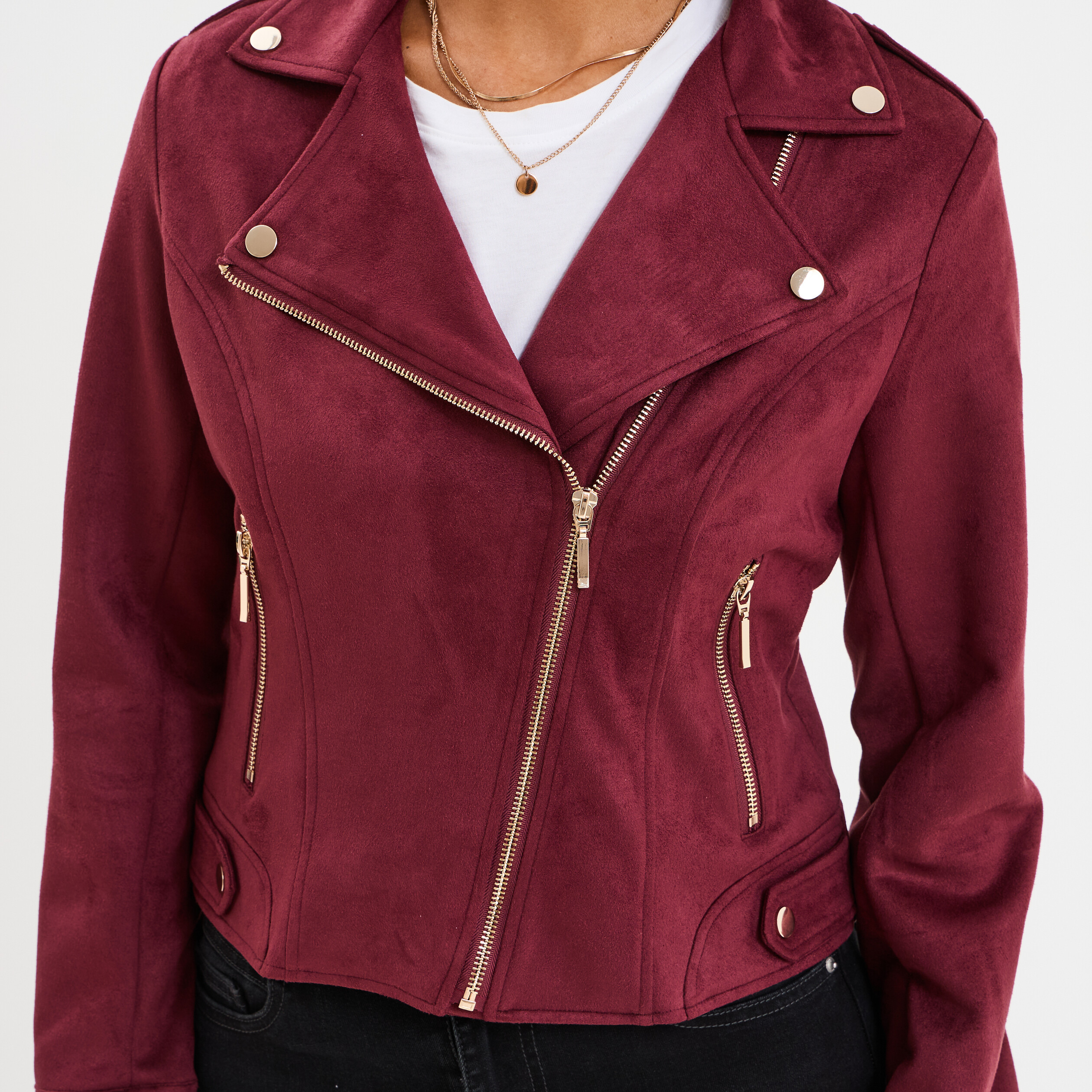 Manteau Court Manteau Esprit Rouge Veste Courte Esprit Biker Effet