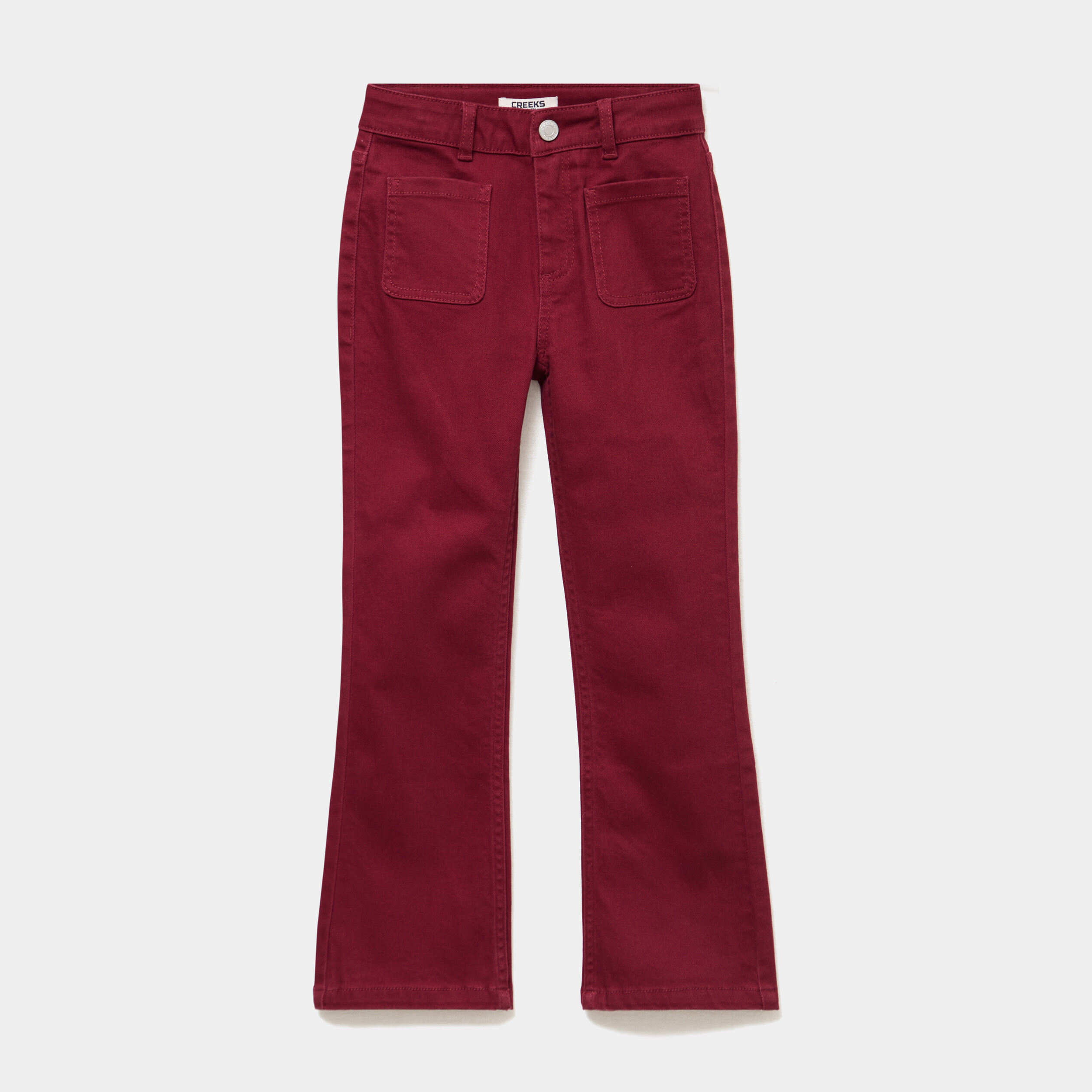 Pantalon bootcut twill 4 poches bordeaux fille