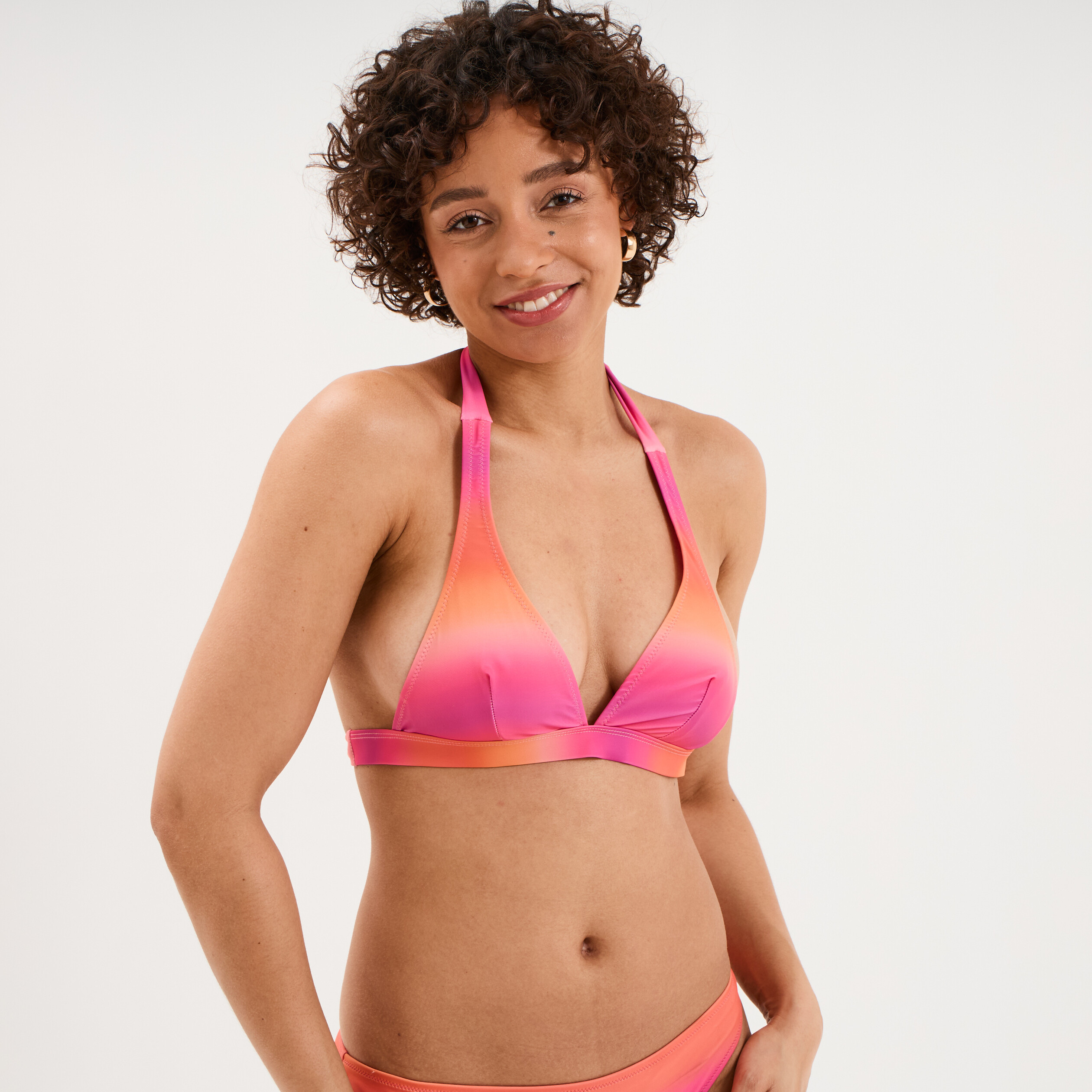 Haut de maillot de bain padd&eacute; orange femme