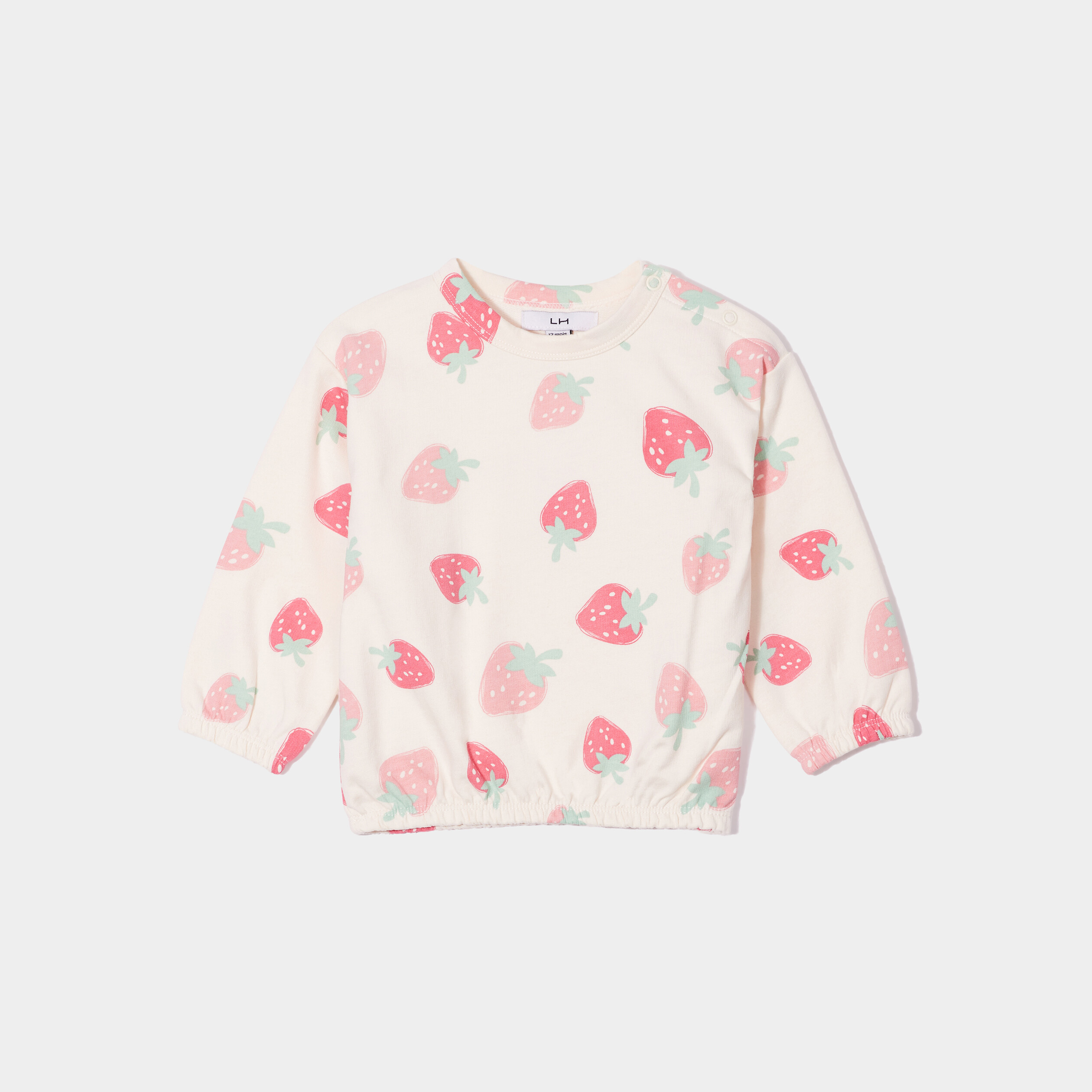 sweat col rond epaule boutonnee creme bebef Sweat col rond épaule boutonnée creme bébé fille