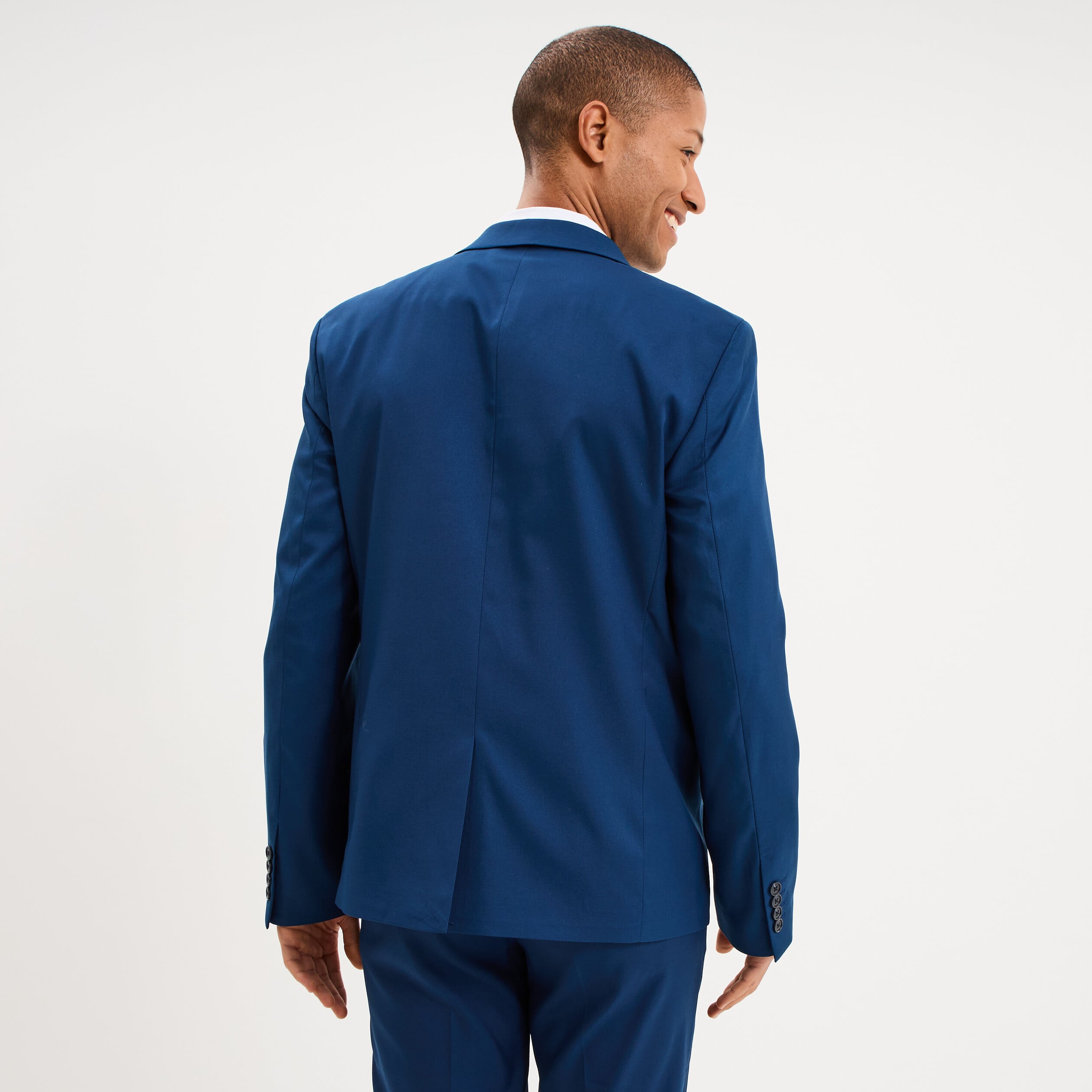 Veste blazer costume manches longues bleu electrique homme