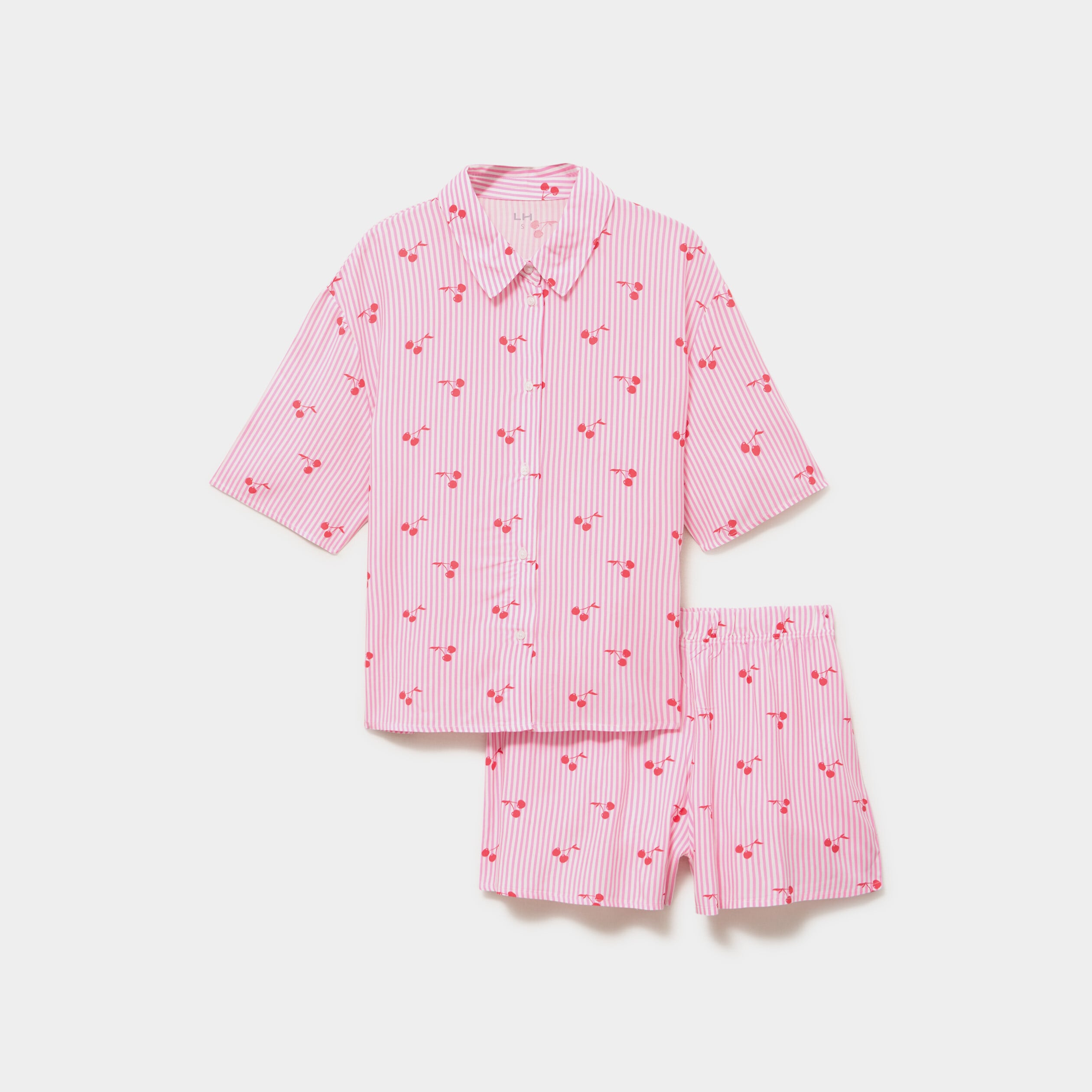 Ensemble pyjama short et chemise ecru femme