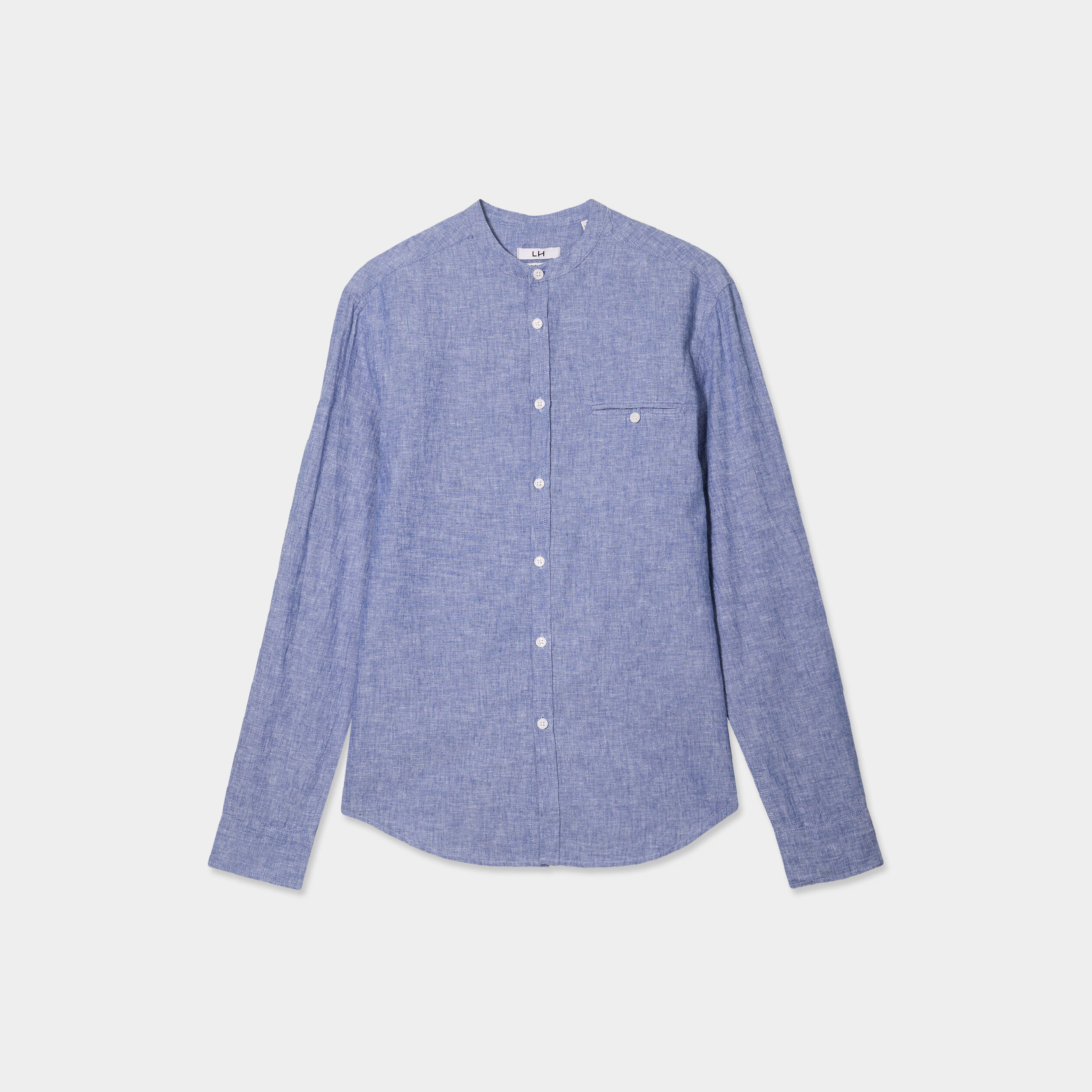 Chemise Lin Homme Col Mao Manches Longues – Henley Casual Légère Été Blanche Confort Quotidien