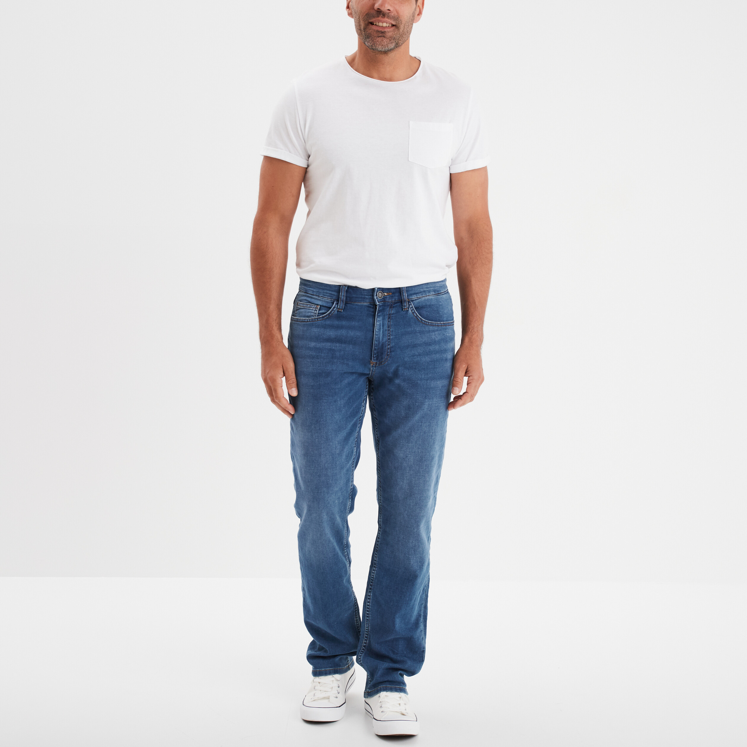 Jean stretch coupe regular denim stone homme