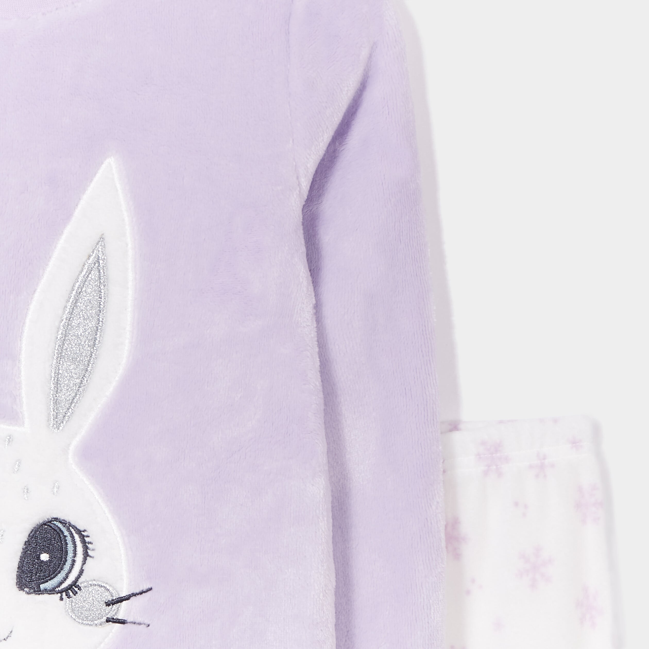 Ensemble pyjama 2 pi&egrave;ces velours violet clair fille