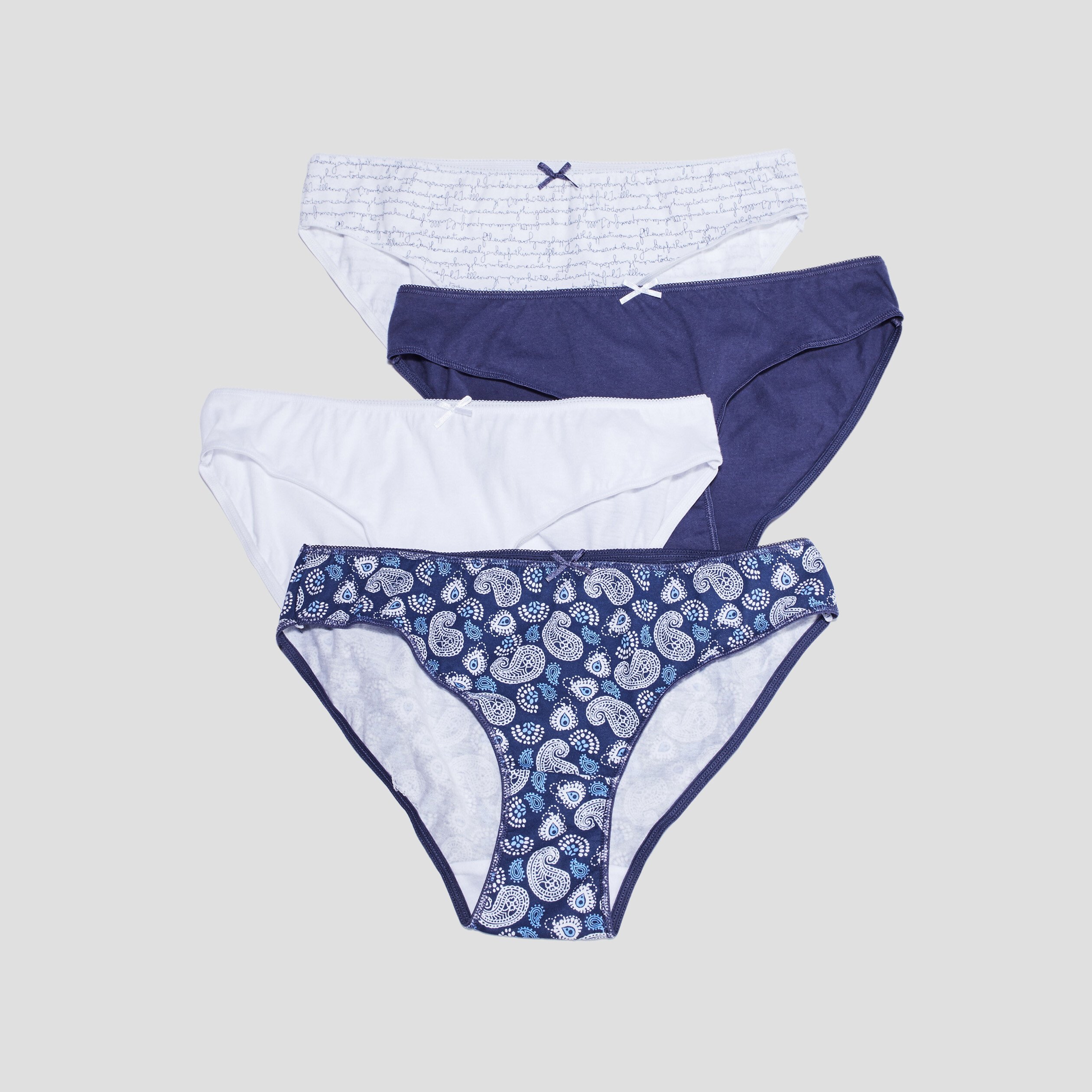 lot 4 culottes en coton bleu femme Lot 4 culottes en coton bleu femme