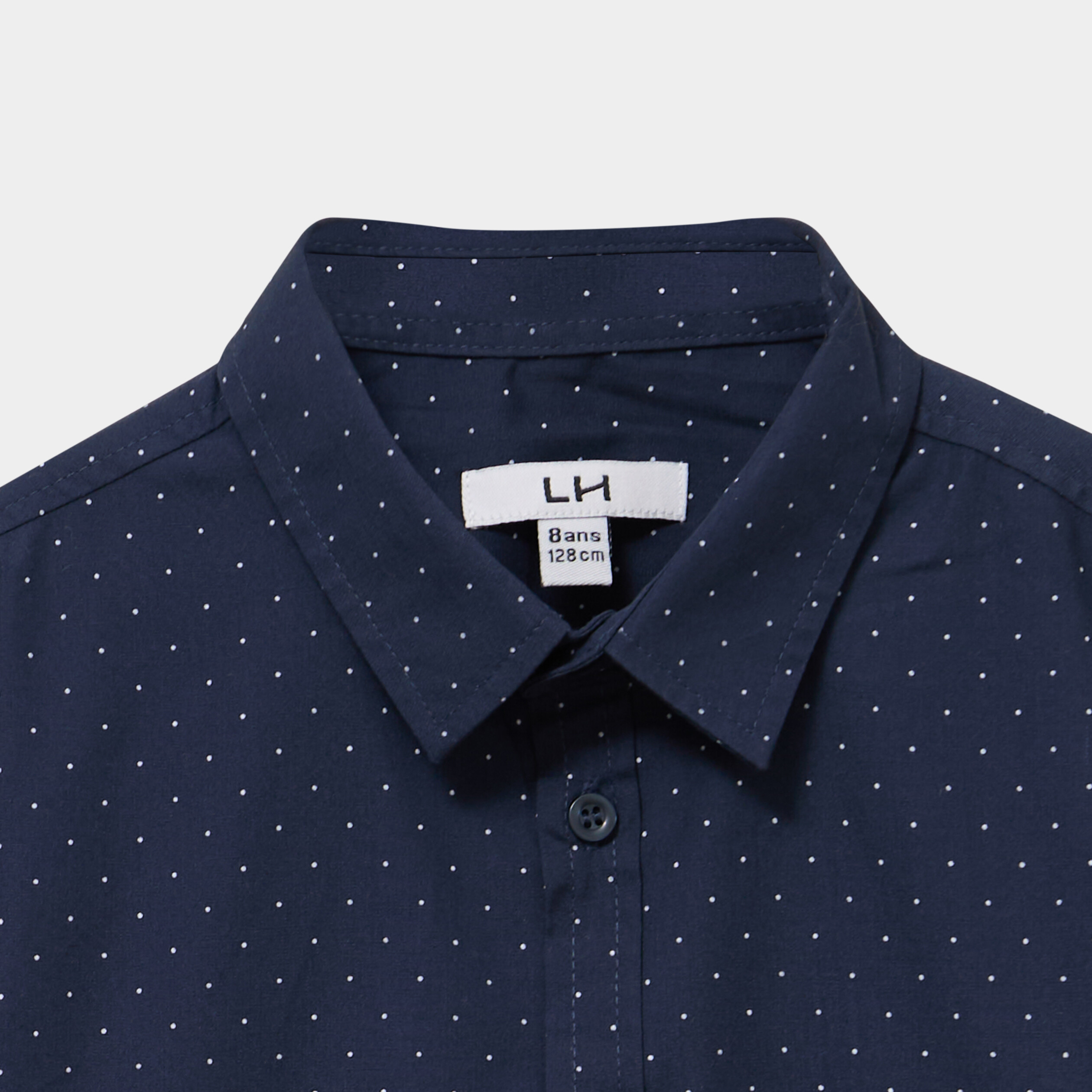 Chemise droite &agrave; manches longues bleu marine gar&ccedil;on