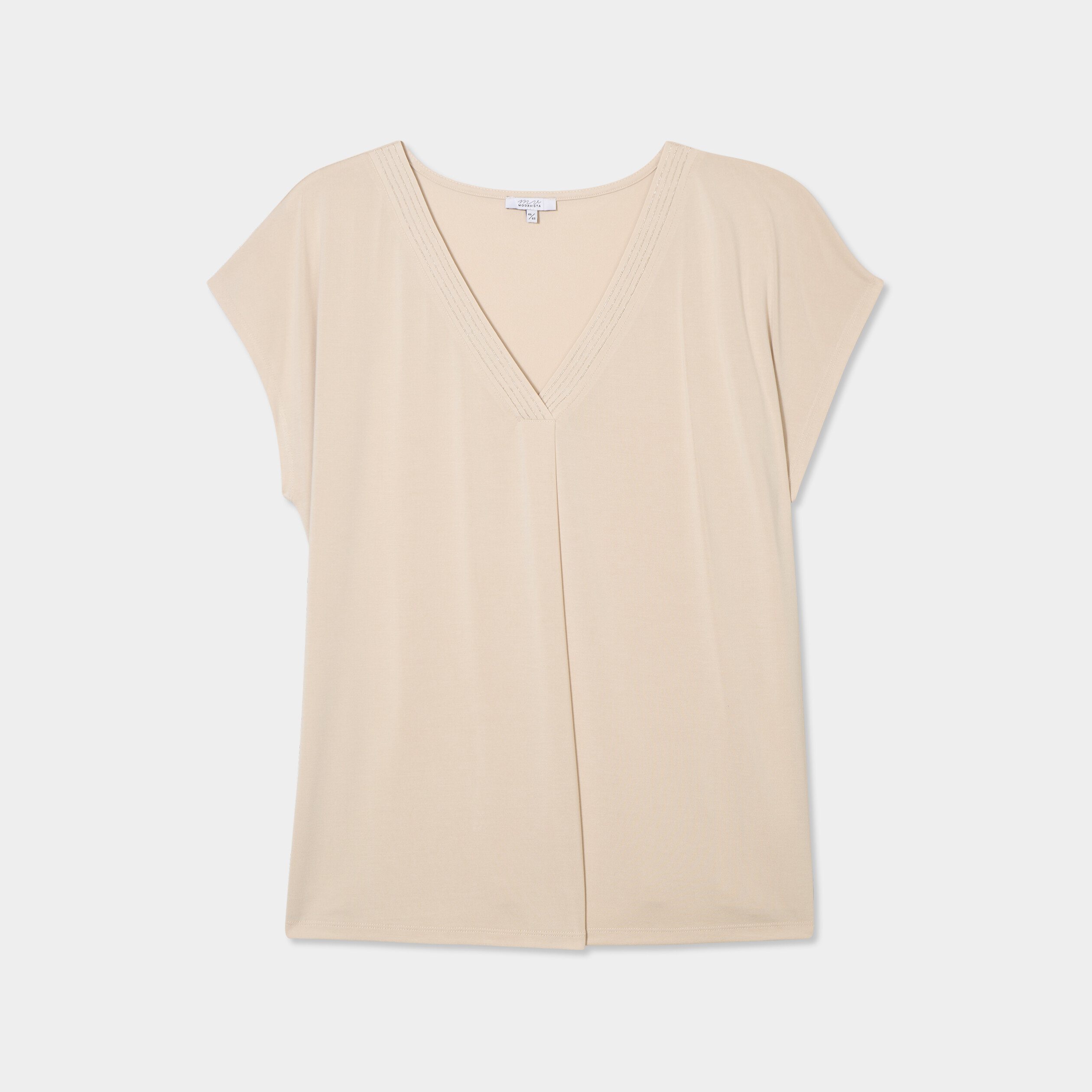 T-shirt Femme Col V Manches Courtes - Couleur Unie - Coton Respirant - Coupe Décontractée Ample - Grandes Tailles Disponibles