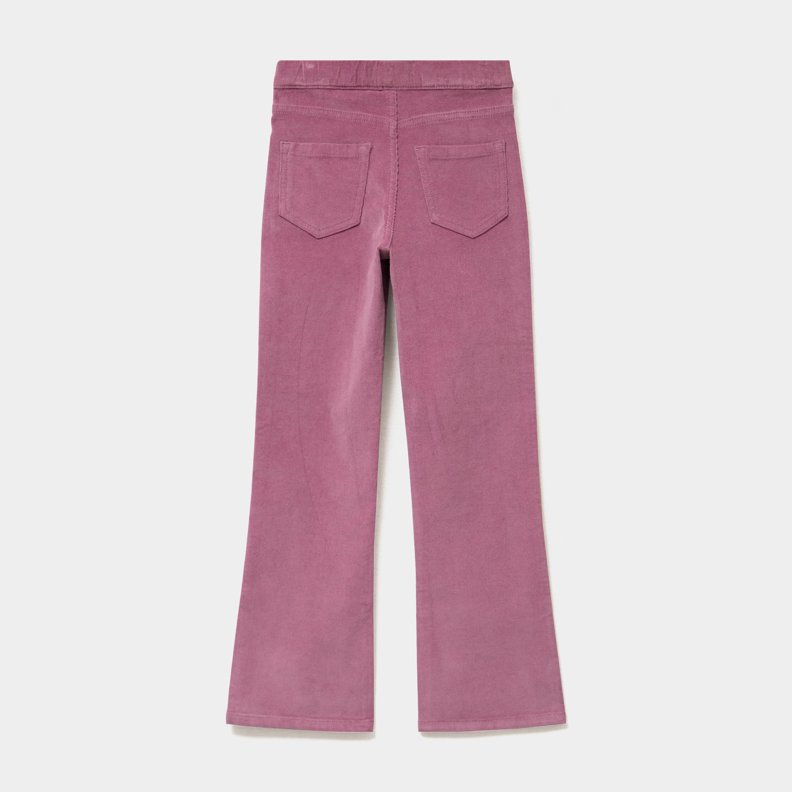Tregging flare stretch effet velours rose poudr&eacute;e fille