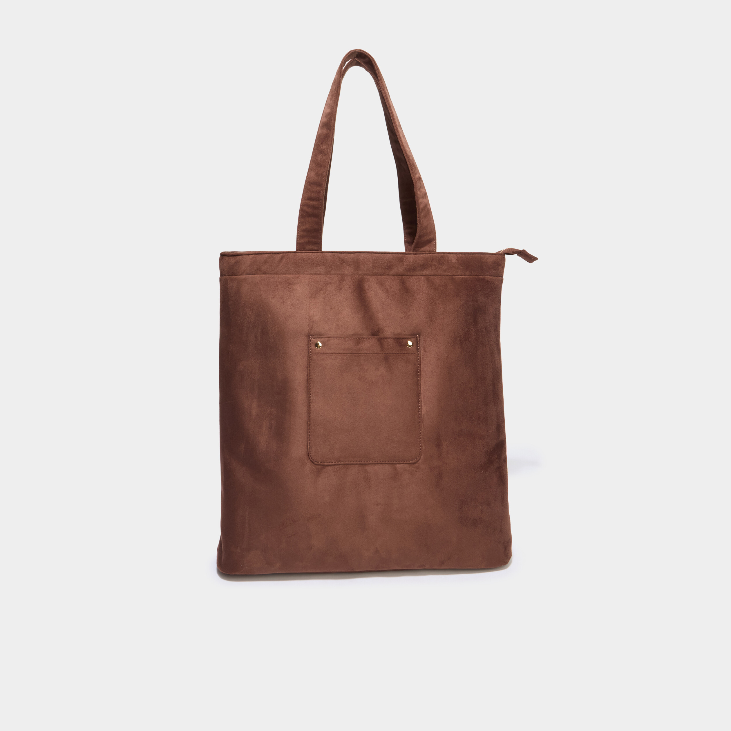 Sac tote bag zipp&eacute; marron fonc&eacute; femme