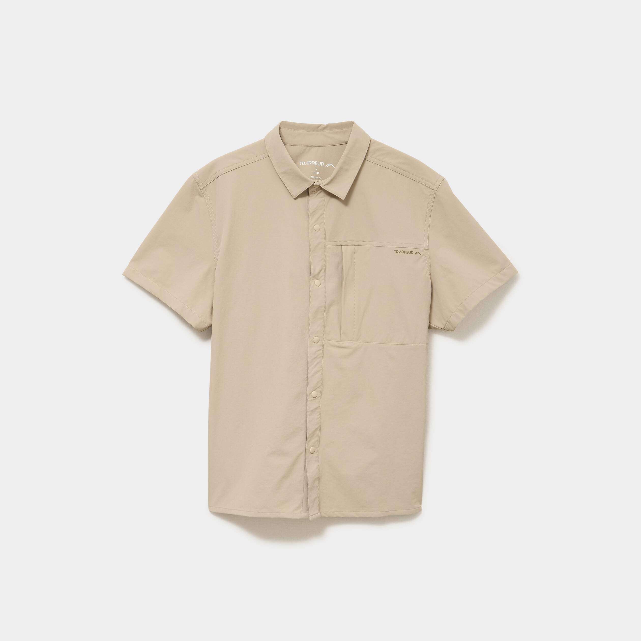 Chemise d&eacute;perlante droite stretch beige homme