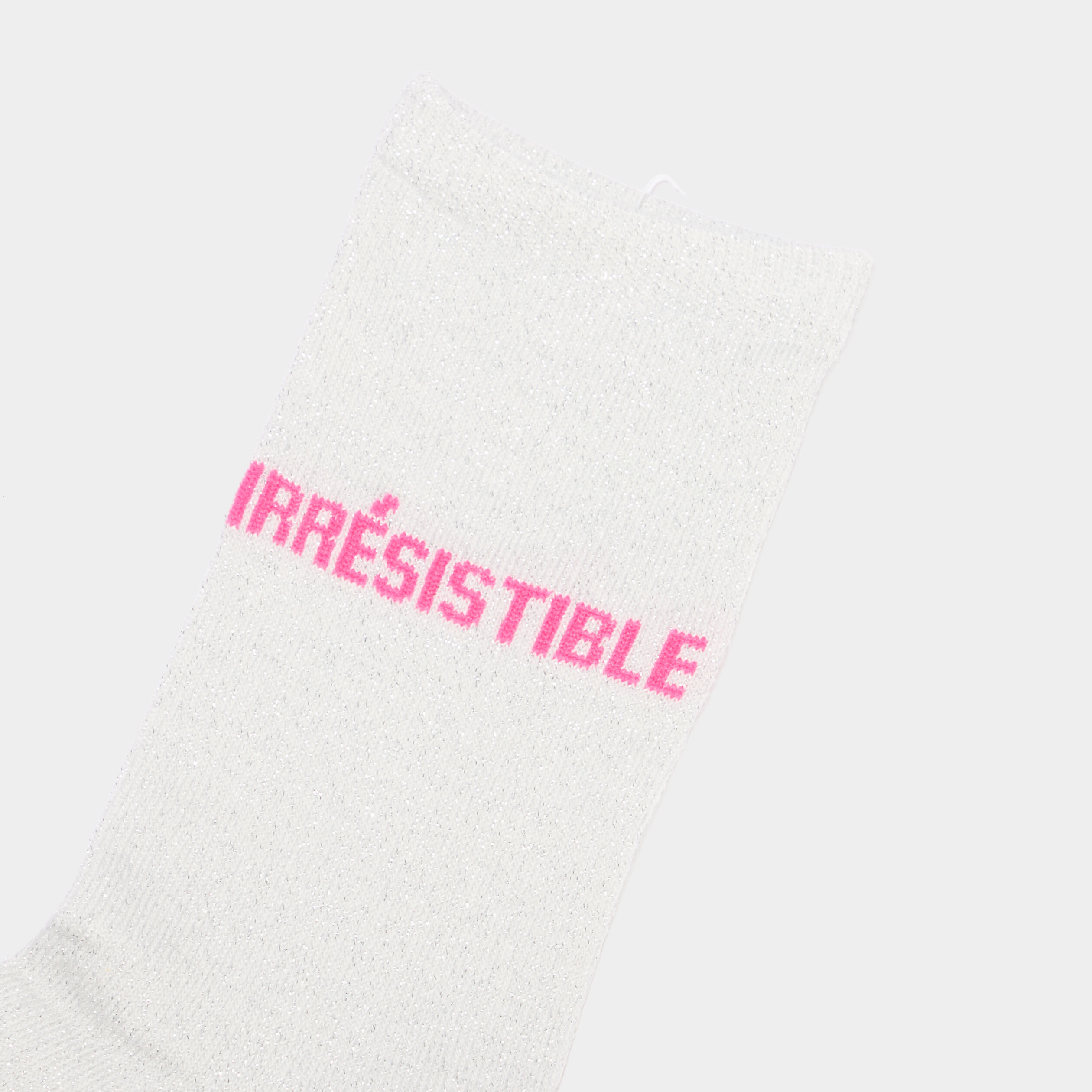Chaussettes &agrave; fils m&eacute;tallis&eacute;s mi-hautes rose clair femme