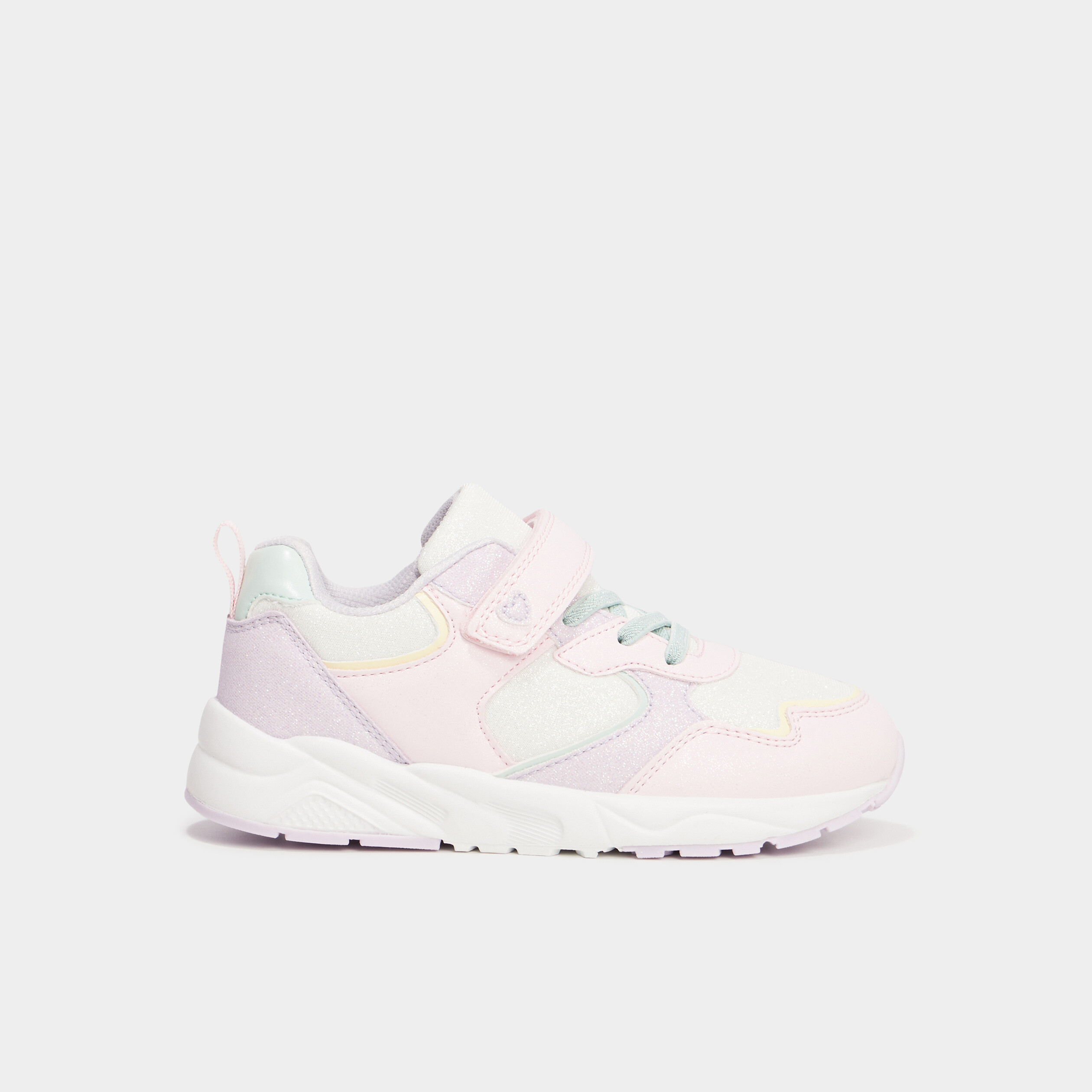 Baskets running à scratchs et paillettes rose fille