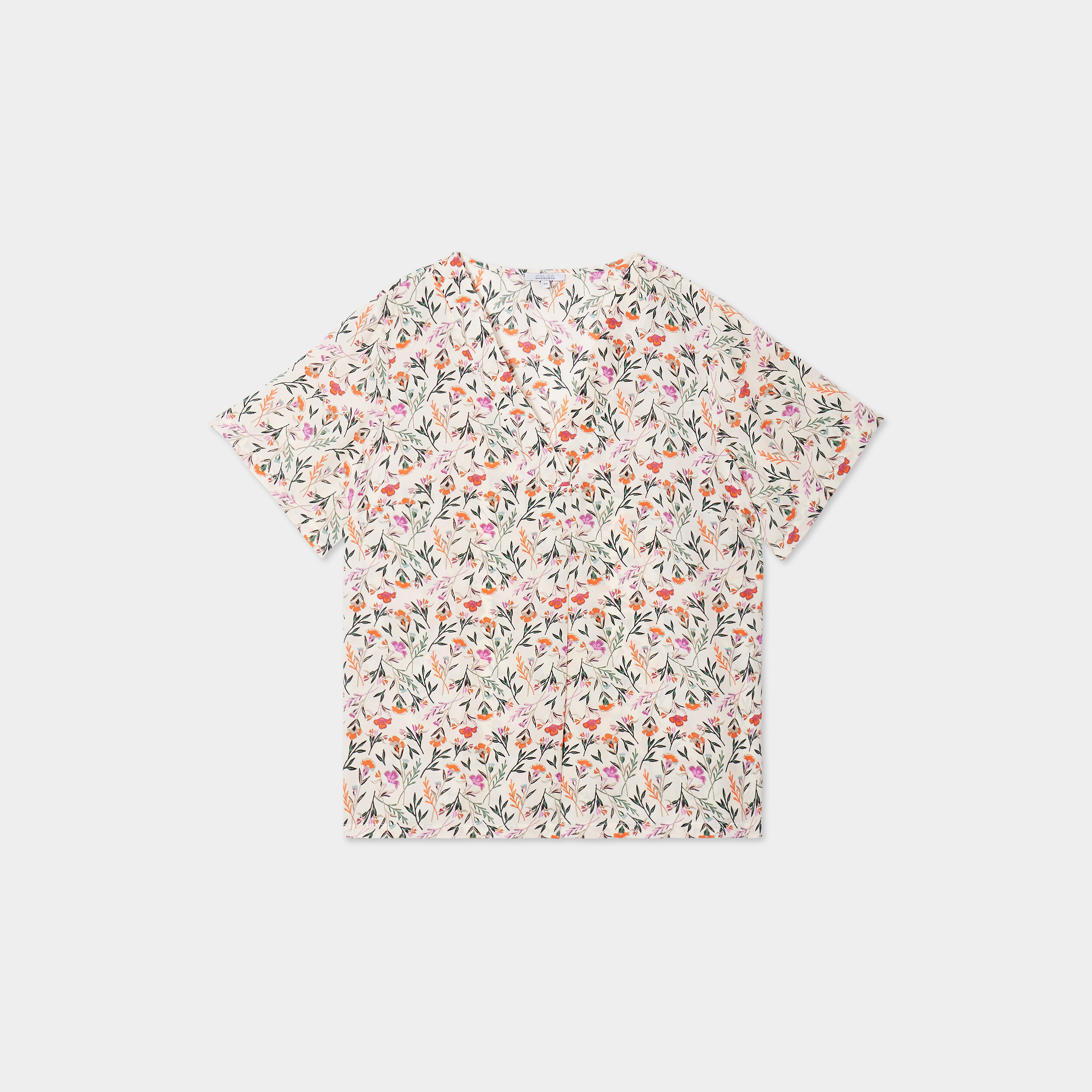 blouse col en v manches courtes ecru femmegt Blouse col en V manches courtes ecru femme grande taille