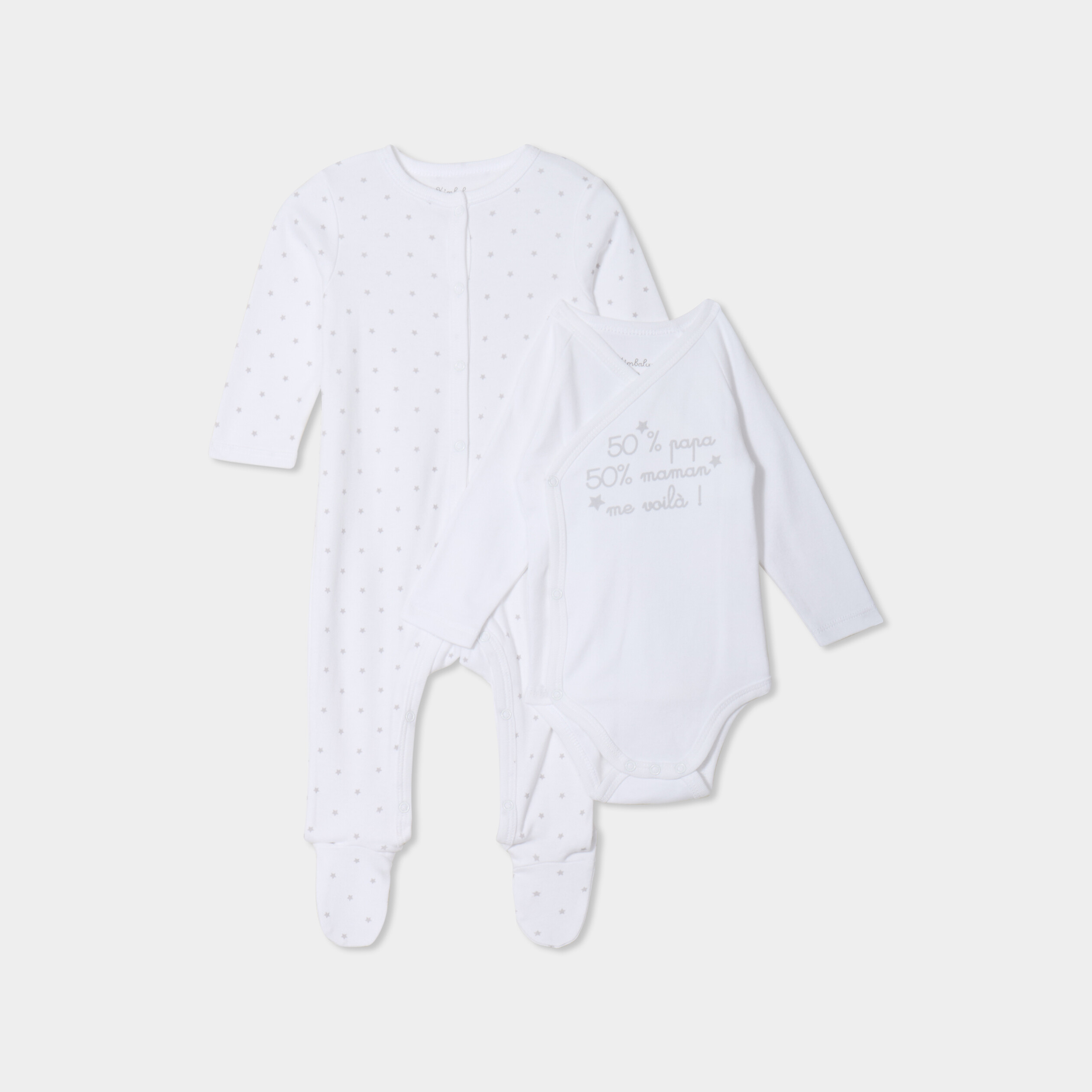 ensemble body croise et dors bien coton blanc bebe Ensemble body croisé et dors-bien coton blanc bébé