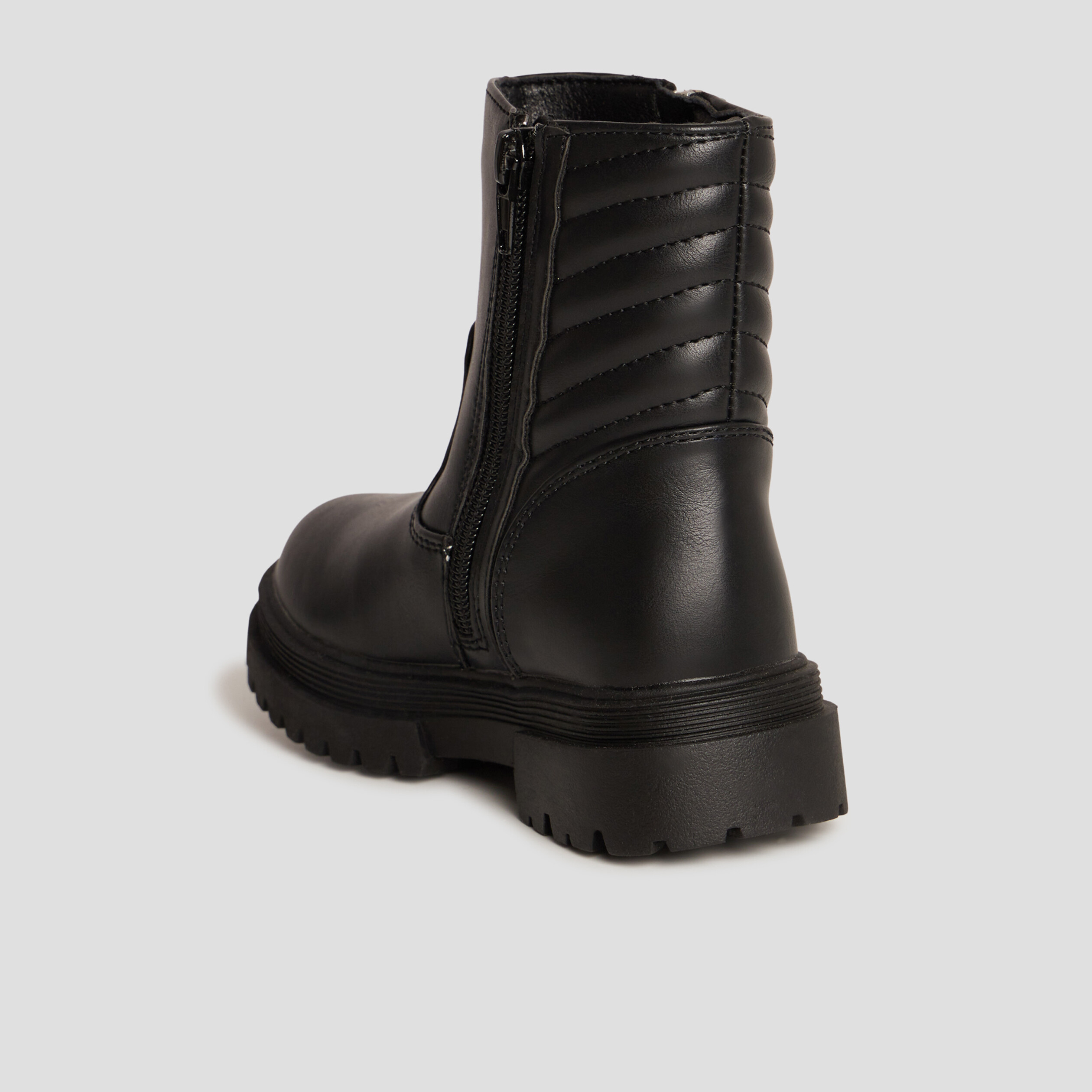 bottines motardes details zippes noir fille Bottines motardes détails zippés noir fille