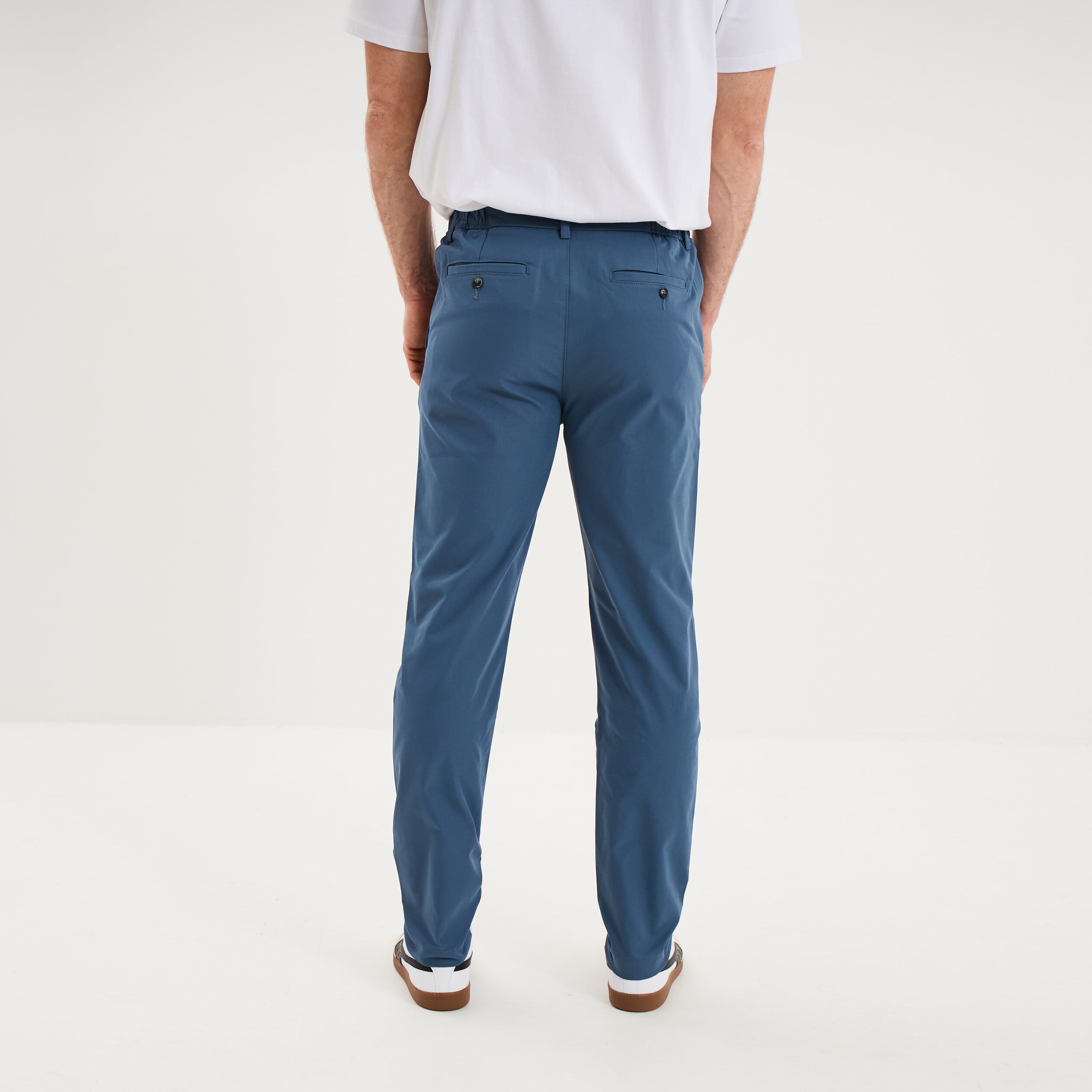 Pantalon chino droit extensible bleu gris homme