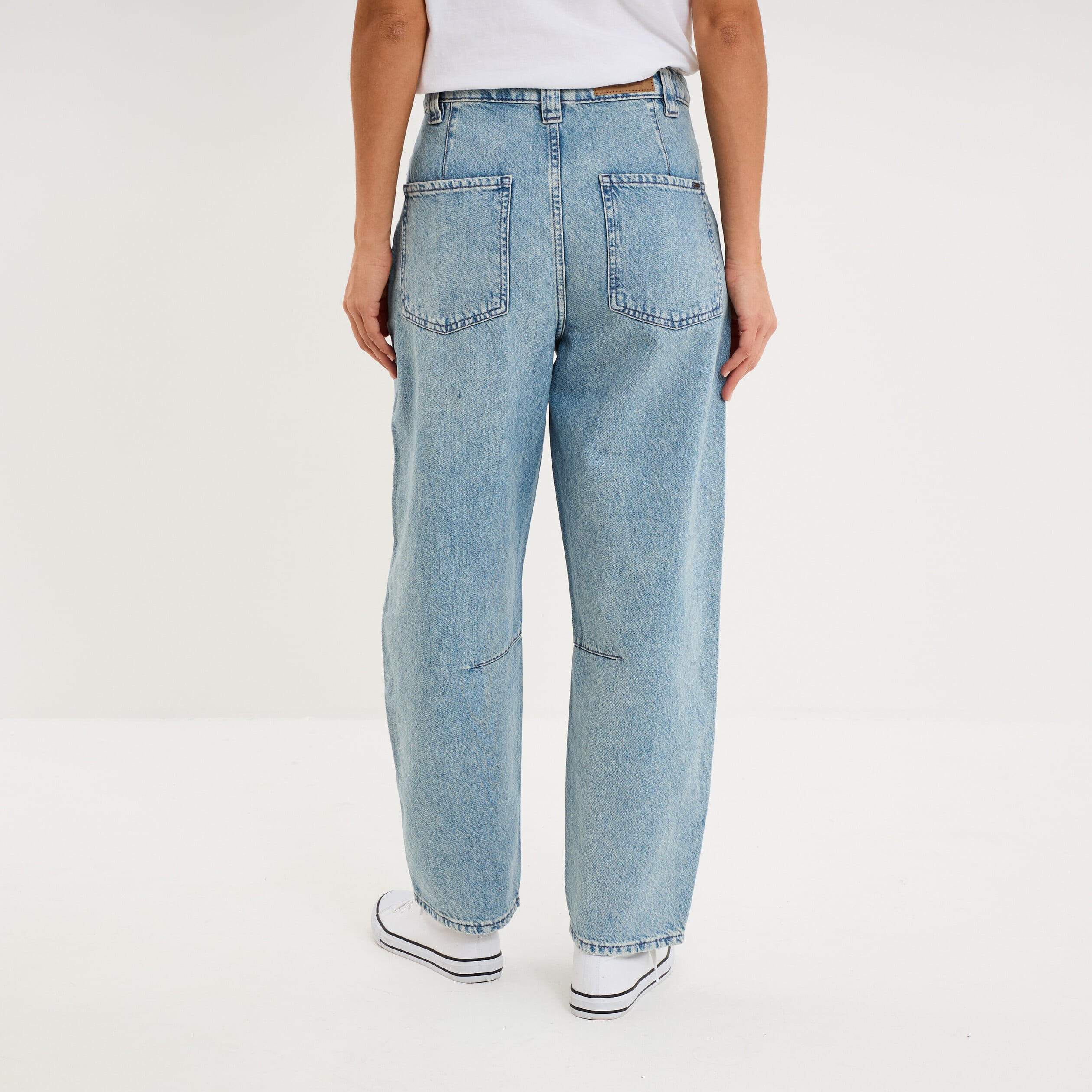 Jean balloon coton denim bleach femme