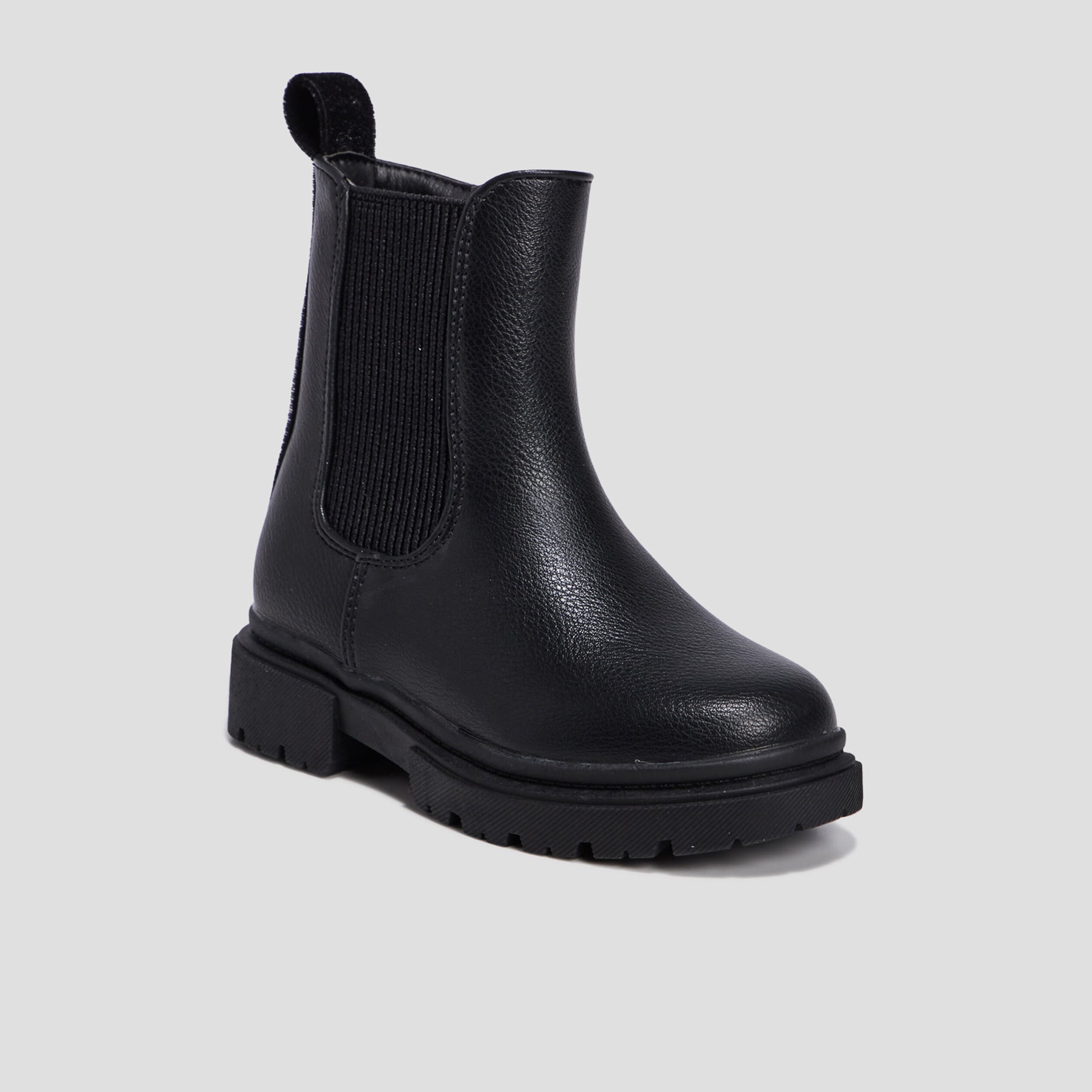 Bottines chelsea crant&eacute;es bout rond noir fille