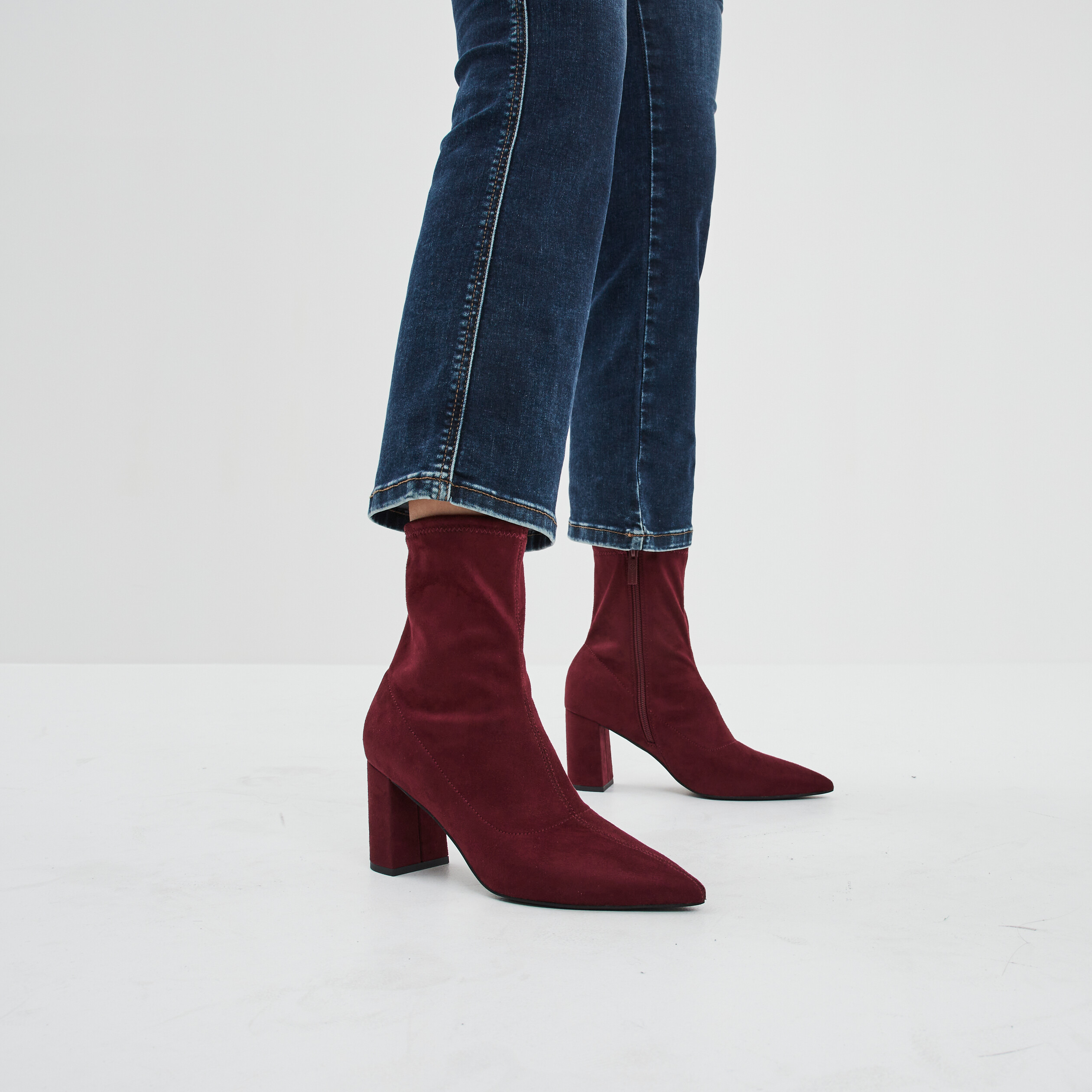 Bottines à talons bouts pointus rouge femme