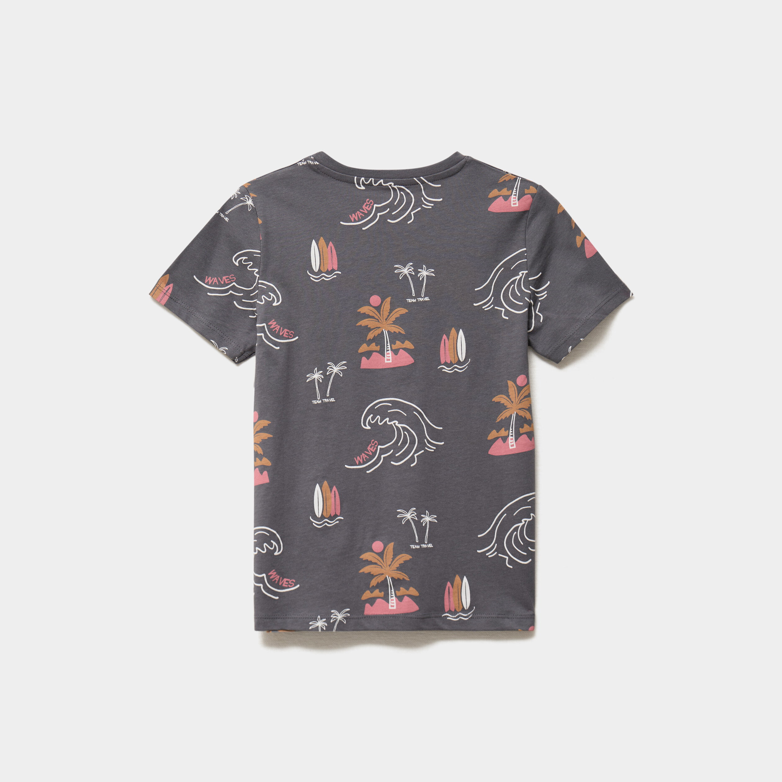 T-shirt manches courtes coton gris anthracite gar&ccedil;on
